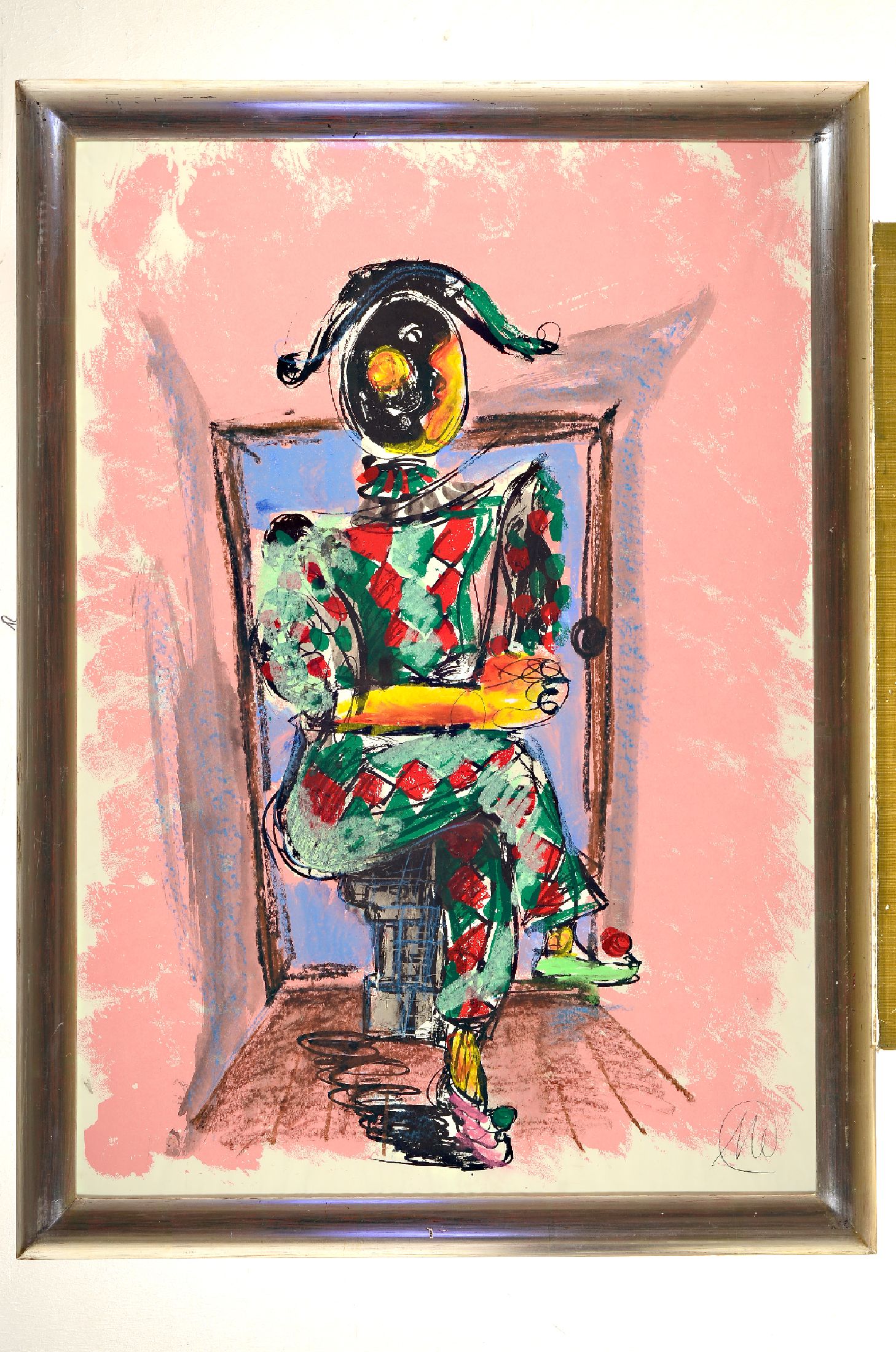 Markus Lüpertz, geb. 1941, Öl/Farbsiebdruck auf Zeichenpapier, Unikat aufgrund Handübermalung, monogrammiert, um 1997, 100 x 71cm, echt ...