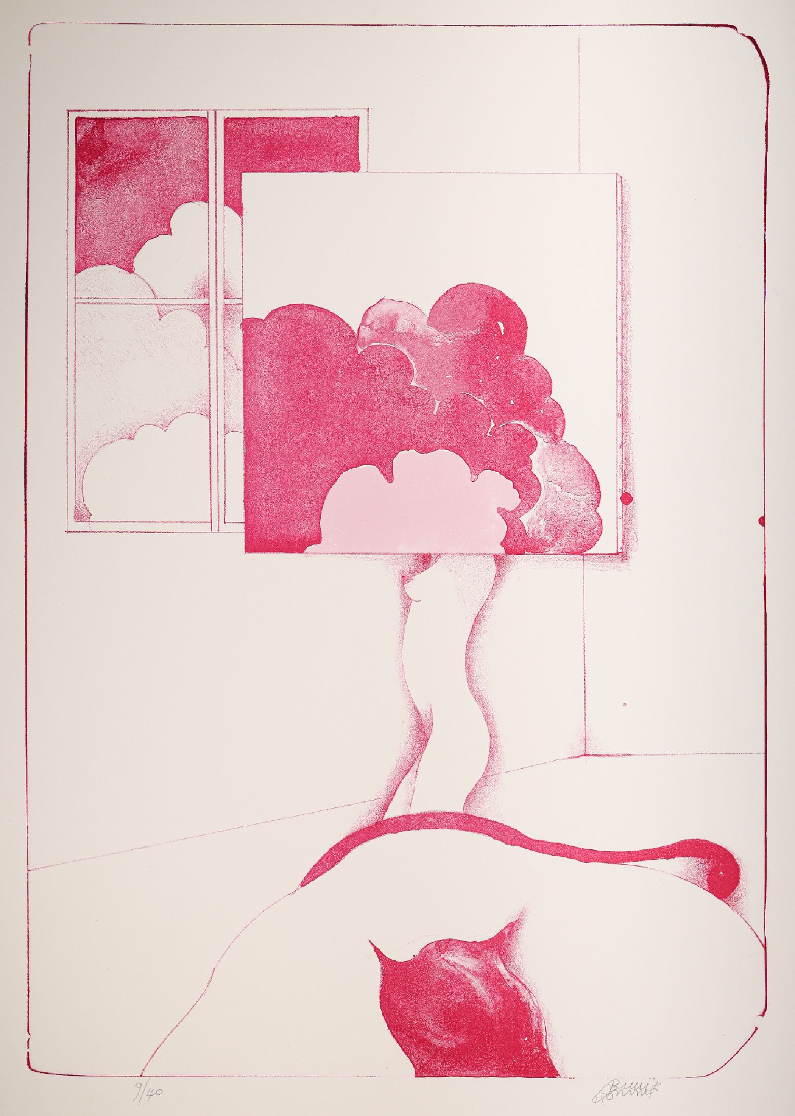 Bruno Bruni, geb. 1938, sechsfarbiger Siebdruck auf Karton, "Tra le nuvole", handsign., num. 9/40, WVZ:Nr. 49, ca.85x66,5 cm