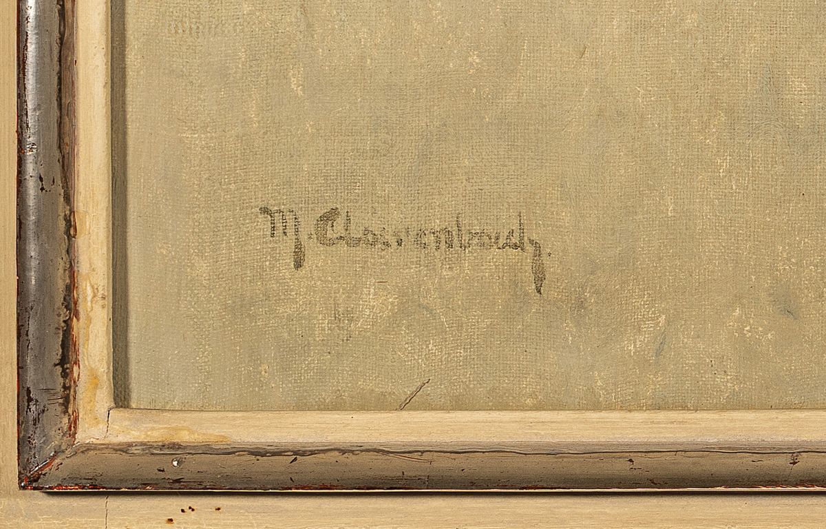 Detail a: Max Clarenbach, 1850 Neuss - 1952 Wittlaer, frühe Förderung durch Andreas Achenbach und Aufnahme in die Elementarklasse an der Akademie ...