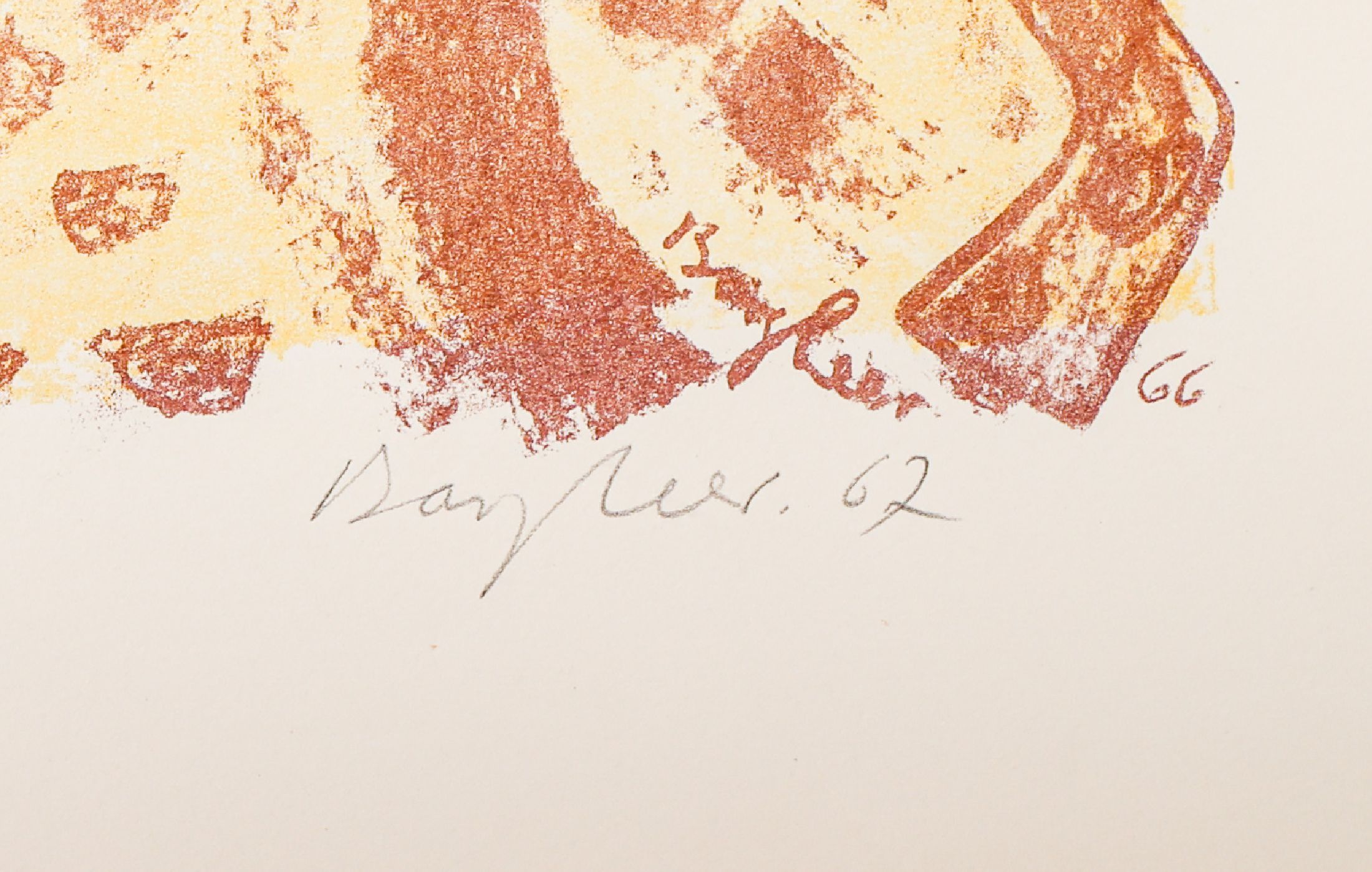 Detail a: Eudard Bargheer, 1901 - 1979,, Farblitho vondrei Steinen auf Bütten, handsigniert und num.27/50, aus dem Mappenwerk "Sahara", aus 1967, ...
