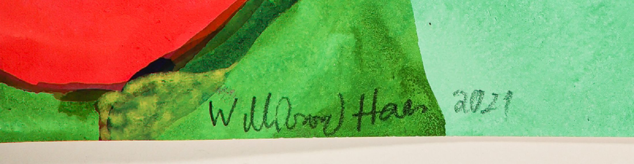 Detail a: Willibrord Haas, geb. 1936, Aquarell/Papier,handsigniert, rückseitig bez. "Heiterkeit aus gegebenem Anlass ", vorderseitig und rückseitig ...
