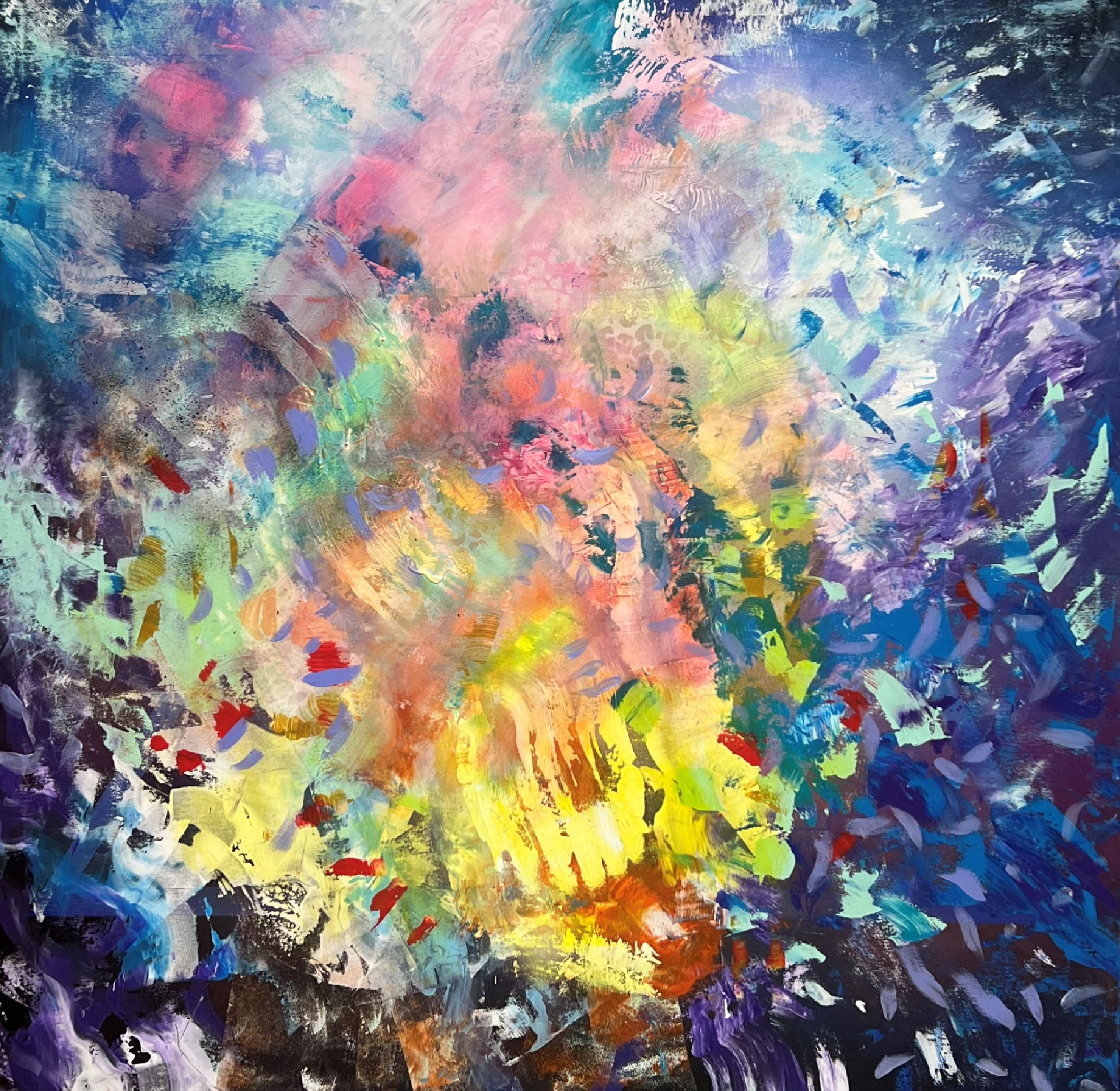 Doris Zeidlewitz, geb. 1959, Studium am Städel in Frankfurt und an der Hochschule für Gestaltung Offenbach, , Acryl/Lwd, ca. 140x140 cm