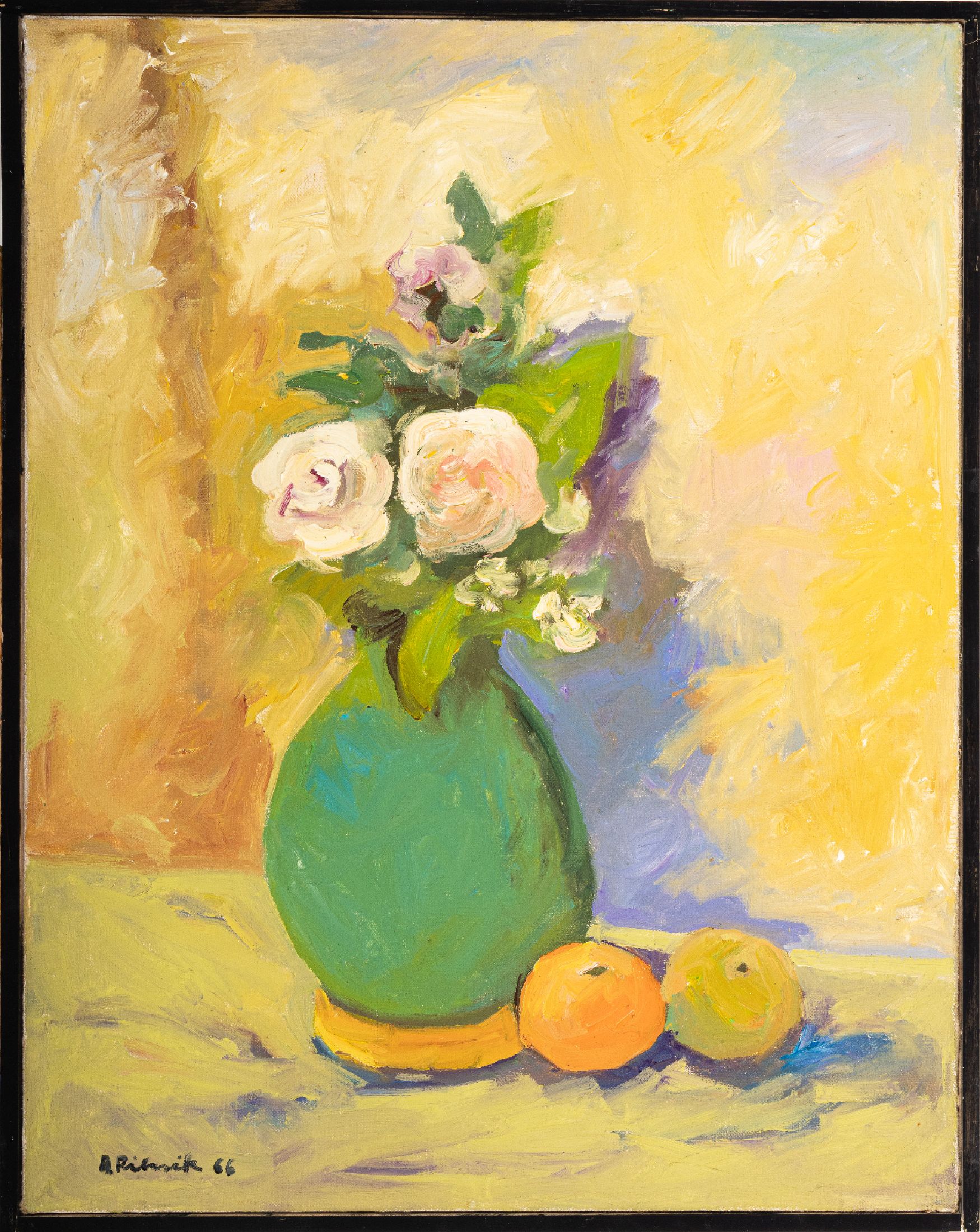 Annalise Pilasik, 1903 - 1989, Blumenstillleben, Öl/Lwd, signiert und dat. (19)66, ca. 70x 55 cm
