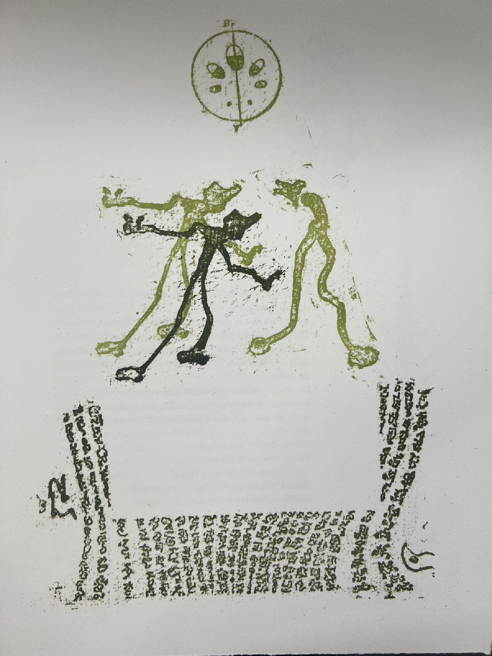 Detail a: Max Ernst, 1891 - 1976, Folge von 36 Farblithografien auf Bütten, Spies/Leppien 135, Titel: "zu Lewis Carrolls Wunderhorn", 1970, auf der ...