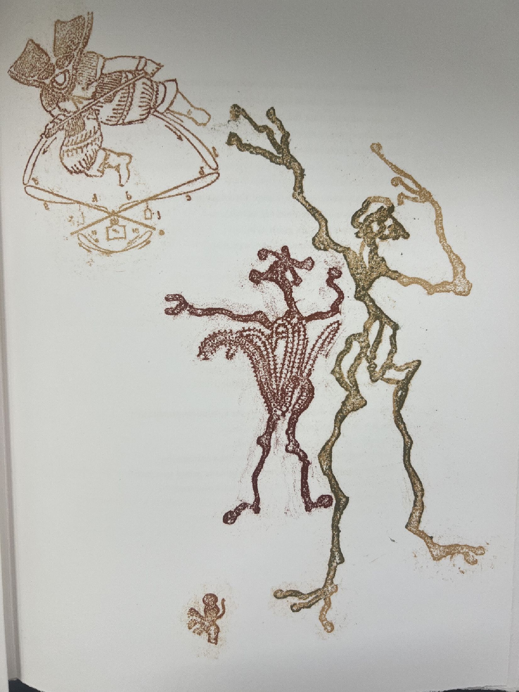 Detail c: Max Ernst, 1891 - 1976, Folge von 36 Farblithografien auf Bütten, Spies/Leppien 135, Titel: "zu Lewis Carrolls Wunderhorn", 1970, auf der ...