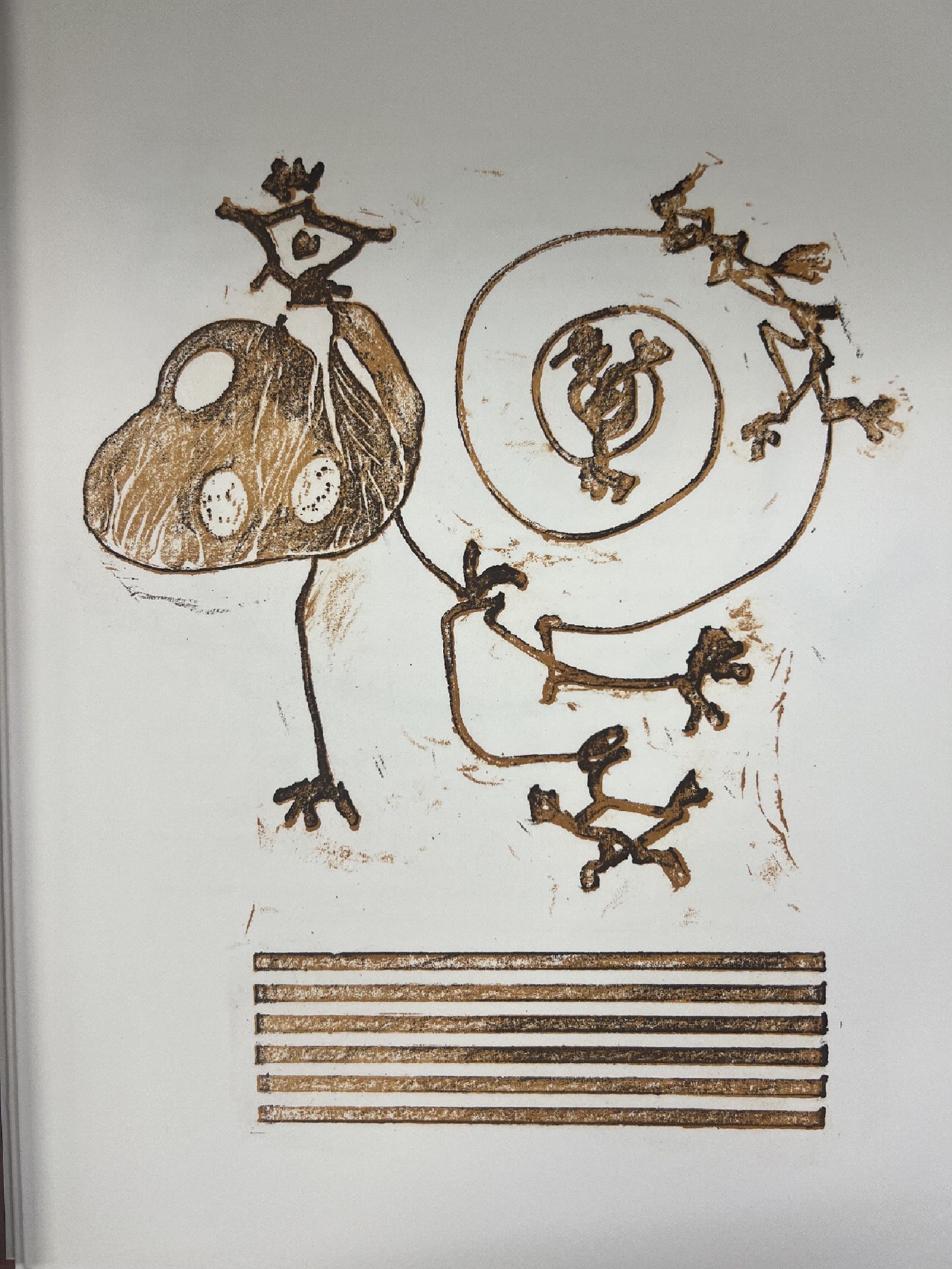 Detail d: Max Ernst, 1891 - 1976, Folge von 36 Farblithografien auf Bütten, Spies/Leppien 135, Titel: "zu Lewis Carrolls Wunderhorn", 1970, auf der ...