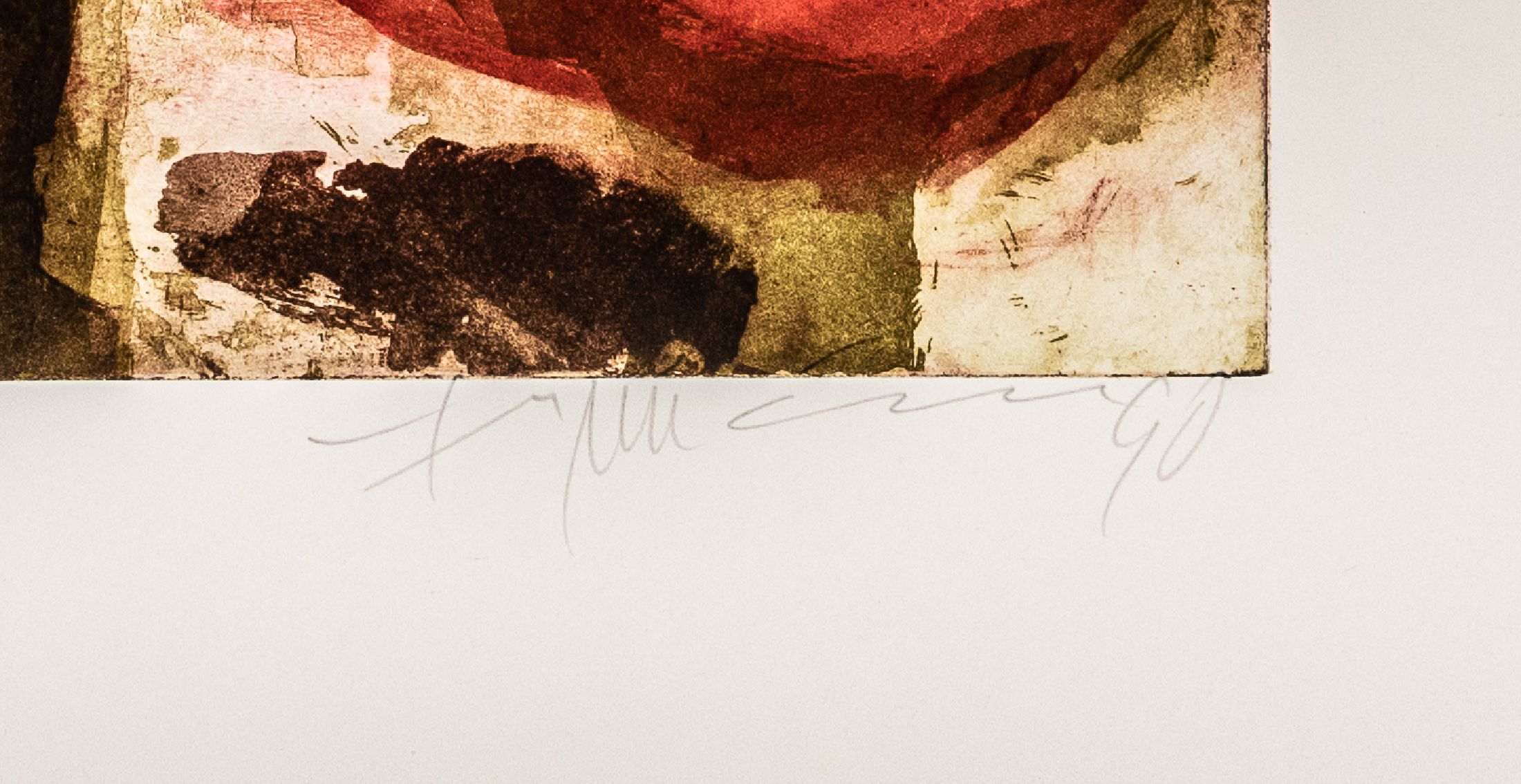Detail a: Klaus Fußmann, geb. 1938, Farbaquatintaradierung auf kräftigem Velin, handsigniert, num. 7/95, datiert 19(90), großes farbfrisches Blatt mit ...