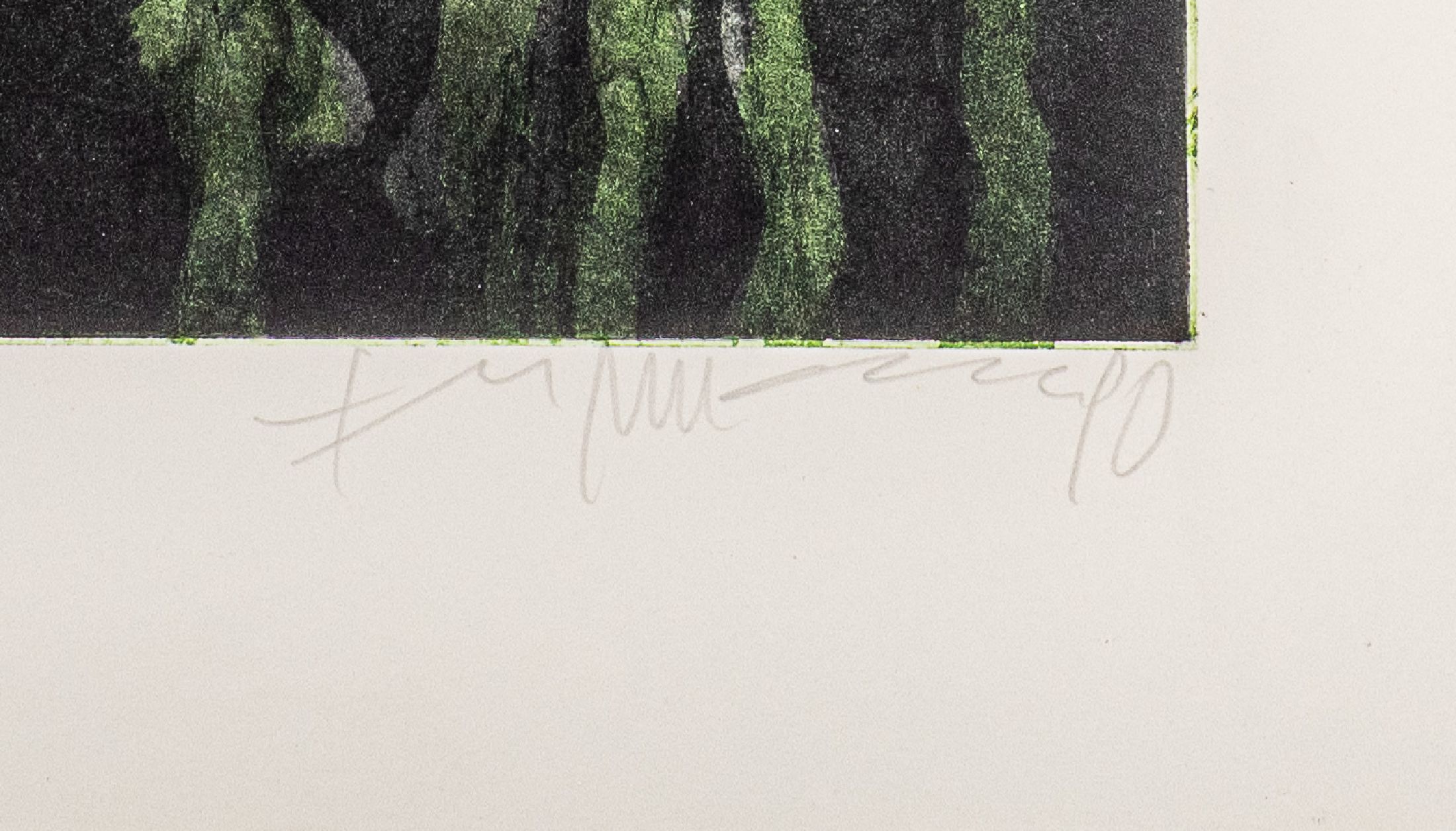 Detail a: Klaus Fußmann, geb. 1938, Farbaquatintaradierung auf kräftigem Velin, handsigniert, num. 7/95, datiert 19(90), großes farbfrisches Blatt mit ...