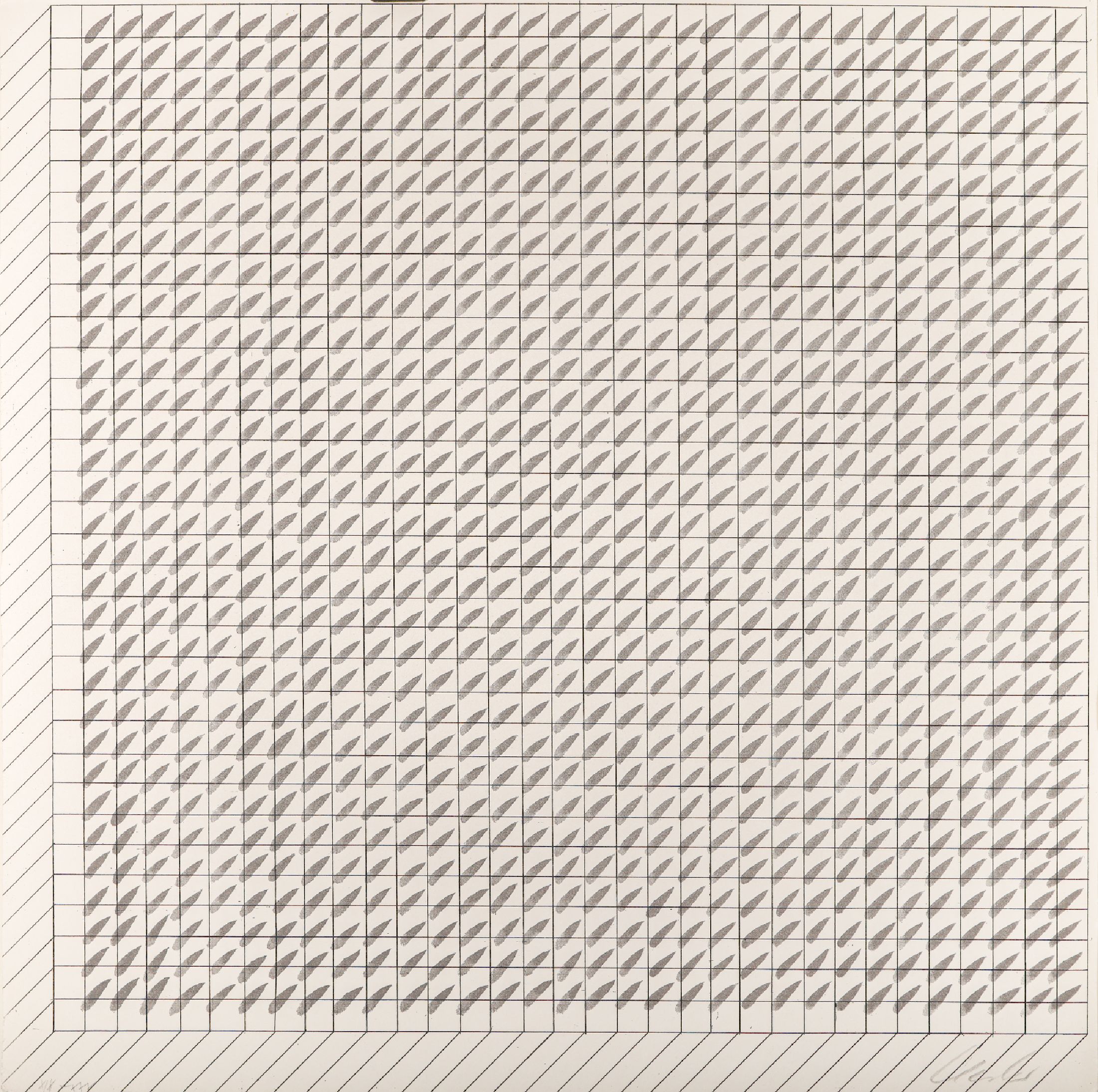 Günther Uecker, geb. 1930, Radierung u. Steinlitho auf dickem Büttenpapier, unten re. handsigniert, u. li. röm. num. 19/30, Blattgr. 35.5 x 35.5 ...