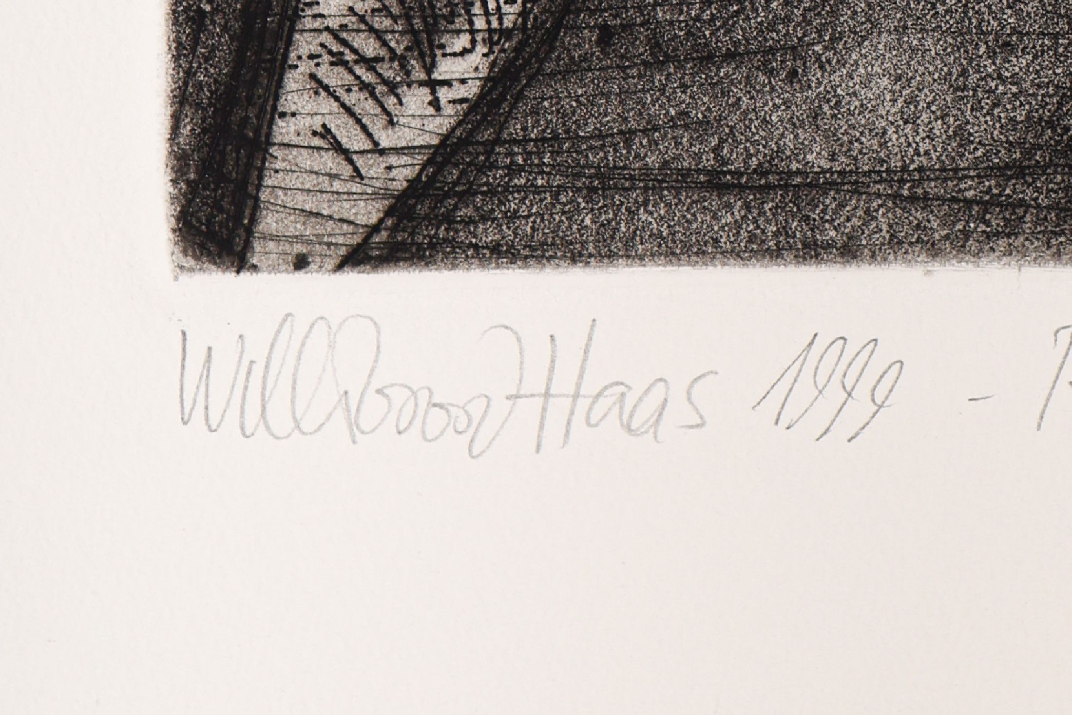 Detail a: Willibrord Haas, geb. 1963, fünf erotische Radierungen, alle handsigniert und alle datiert und betitelt, alle unikatäre Zustandsdrucke, von ...