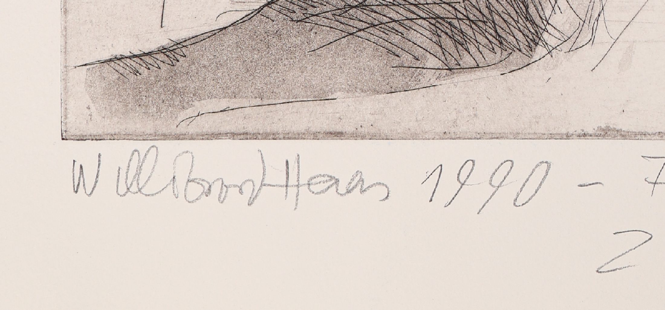 Detail a: Willibrord Haas, geb. 1963, fünf Erotik Radierungen, alle handsigniert und alle datiert und betitelt, alle unikatäre Zustandsdrucke, von Blattmaß ...