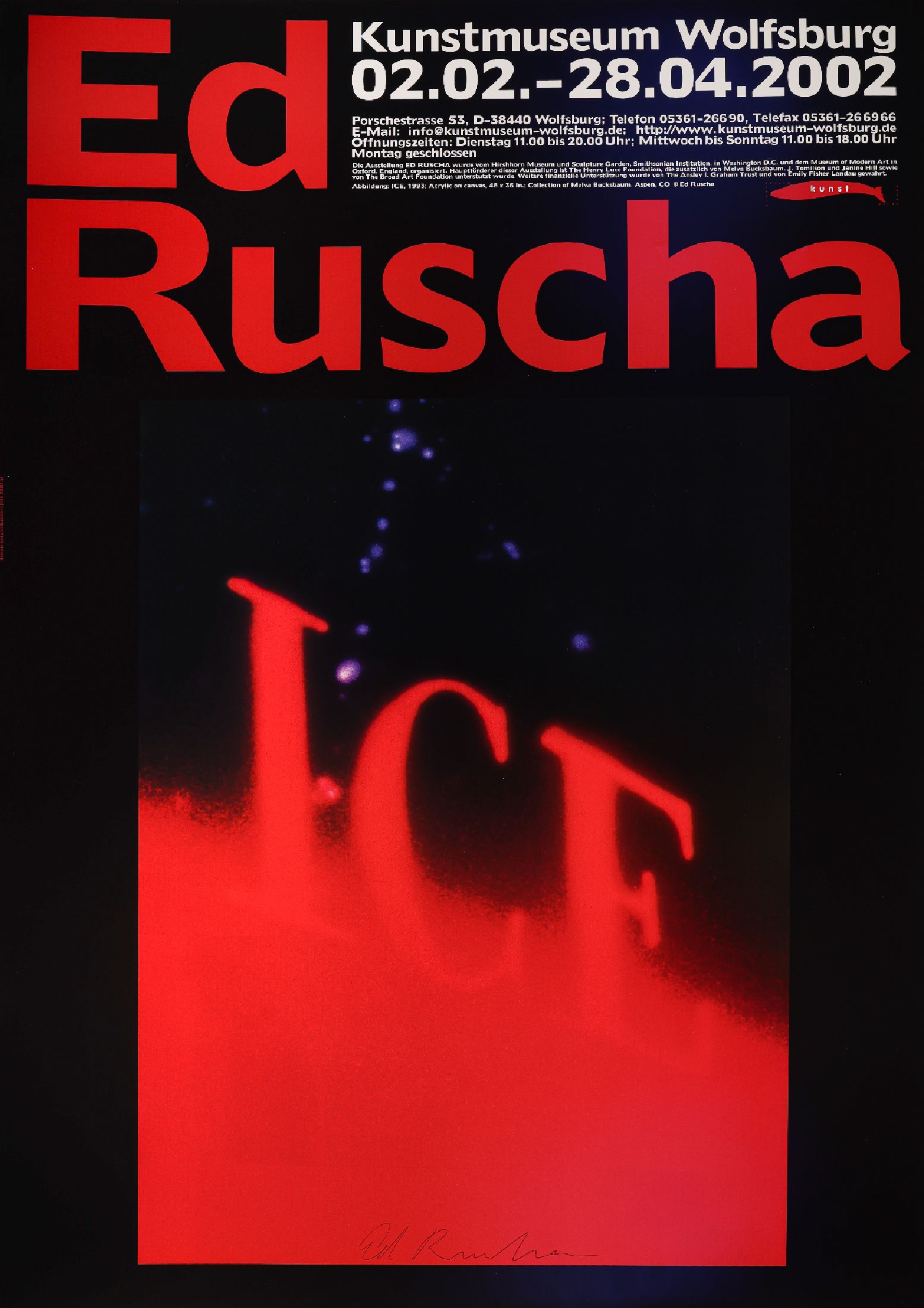 Ed Ruscha, geb. 1937, "ICE", Offsetlitho auf Papier, handsign., nur wenig handsignierteExemplare, aus 2002, ca. 84x59,5 cm