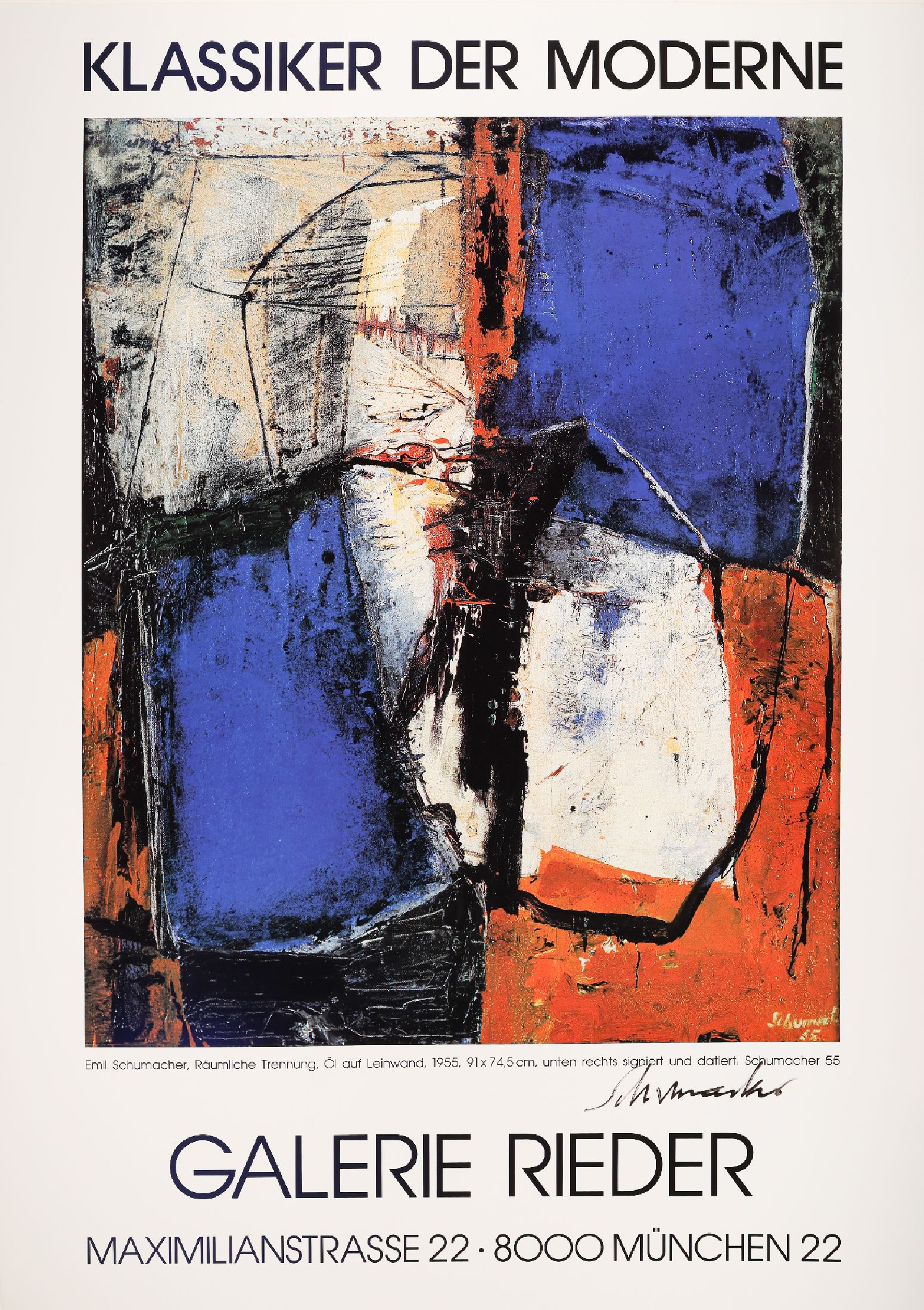 Emil Schumacher, 1912 - 1999, Offsetdruck auf Papier, handsigniert, aus 1990, nur wenige handsignierte Exemplare, ca. 84x59,5 cm