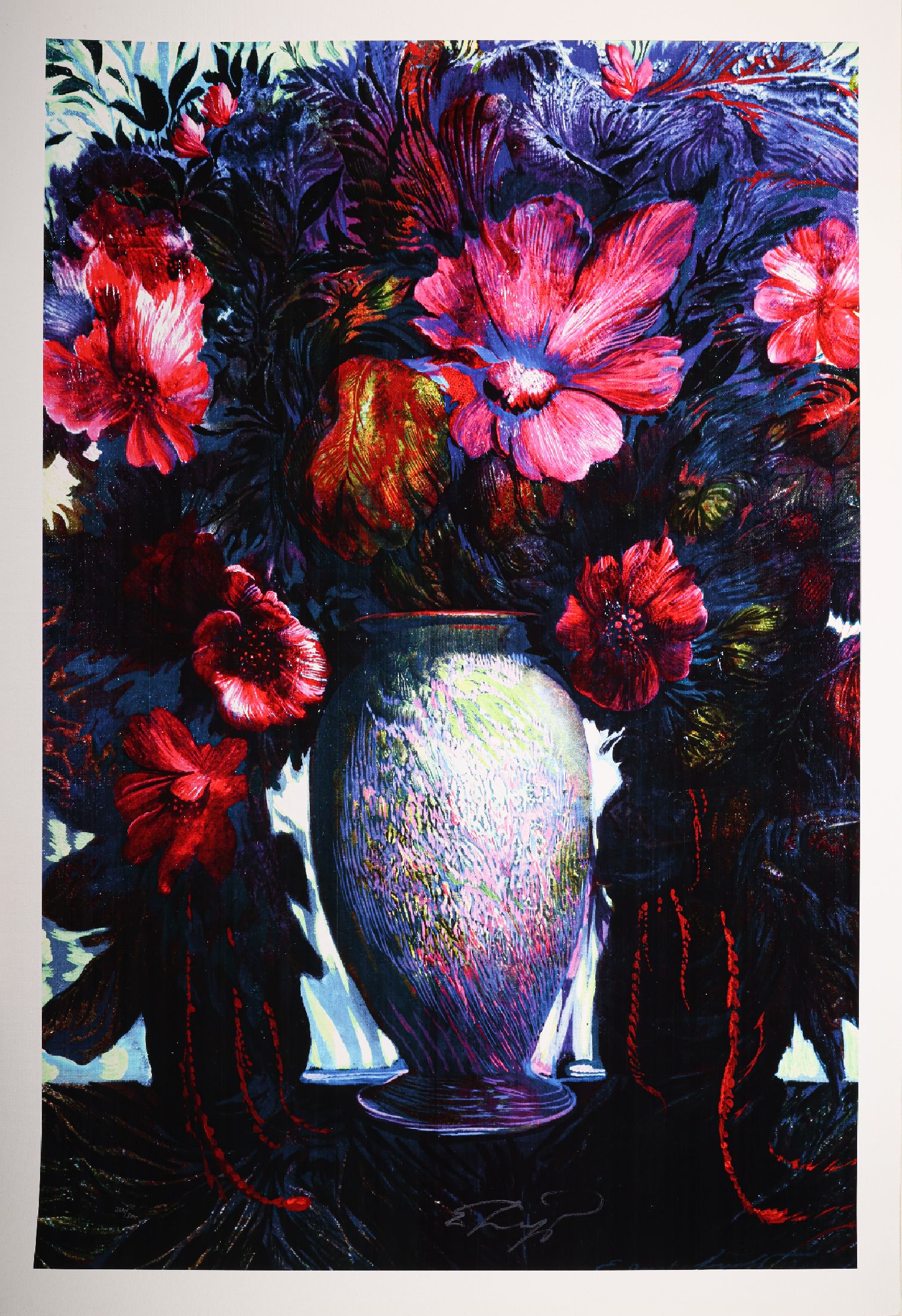 Ernst Fuchs, 1930 - 2015, "Großes blaues Blumenbouquet", handsigniert, num. 264/300, aus 2012, ca. 90x61 cm