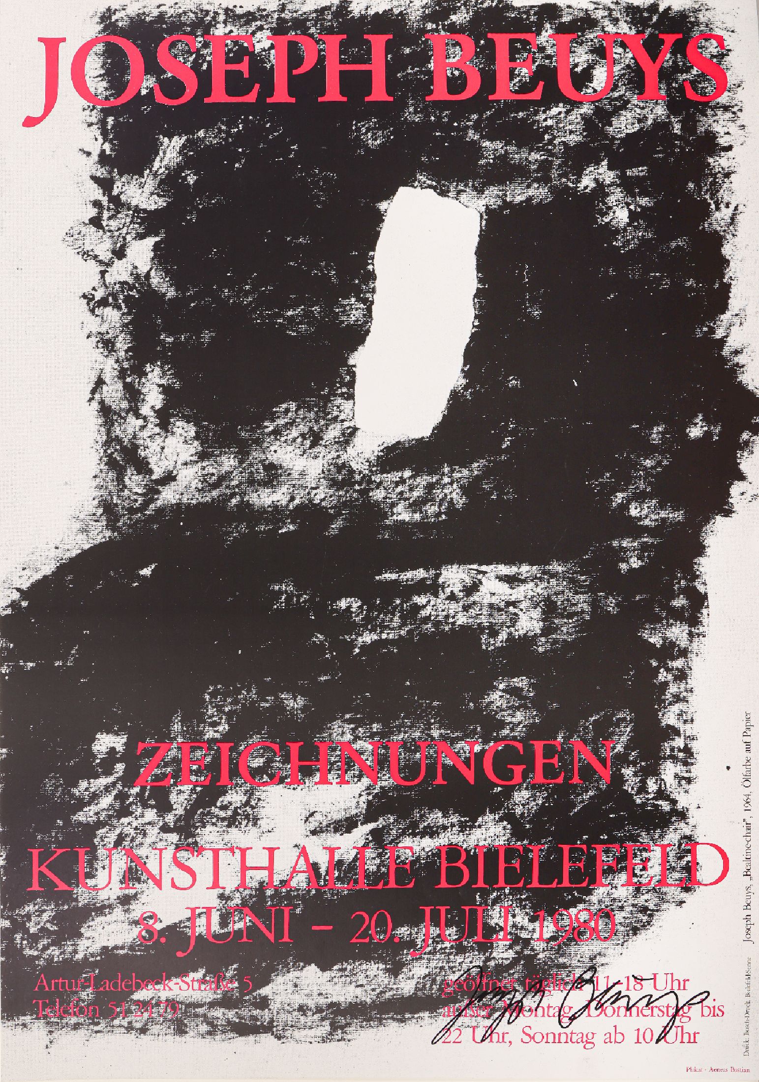 Joseph Beuys, 1921 - 1986, Offsetlithographie auf Papier, handsigniert, aus 1980, nur wenige handsignierte Exemplare, ca. 60,5x42,5 cm