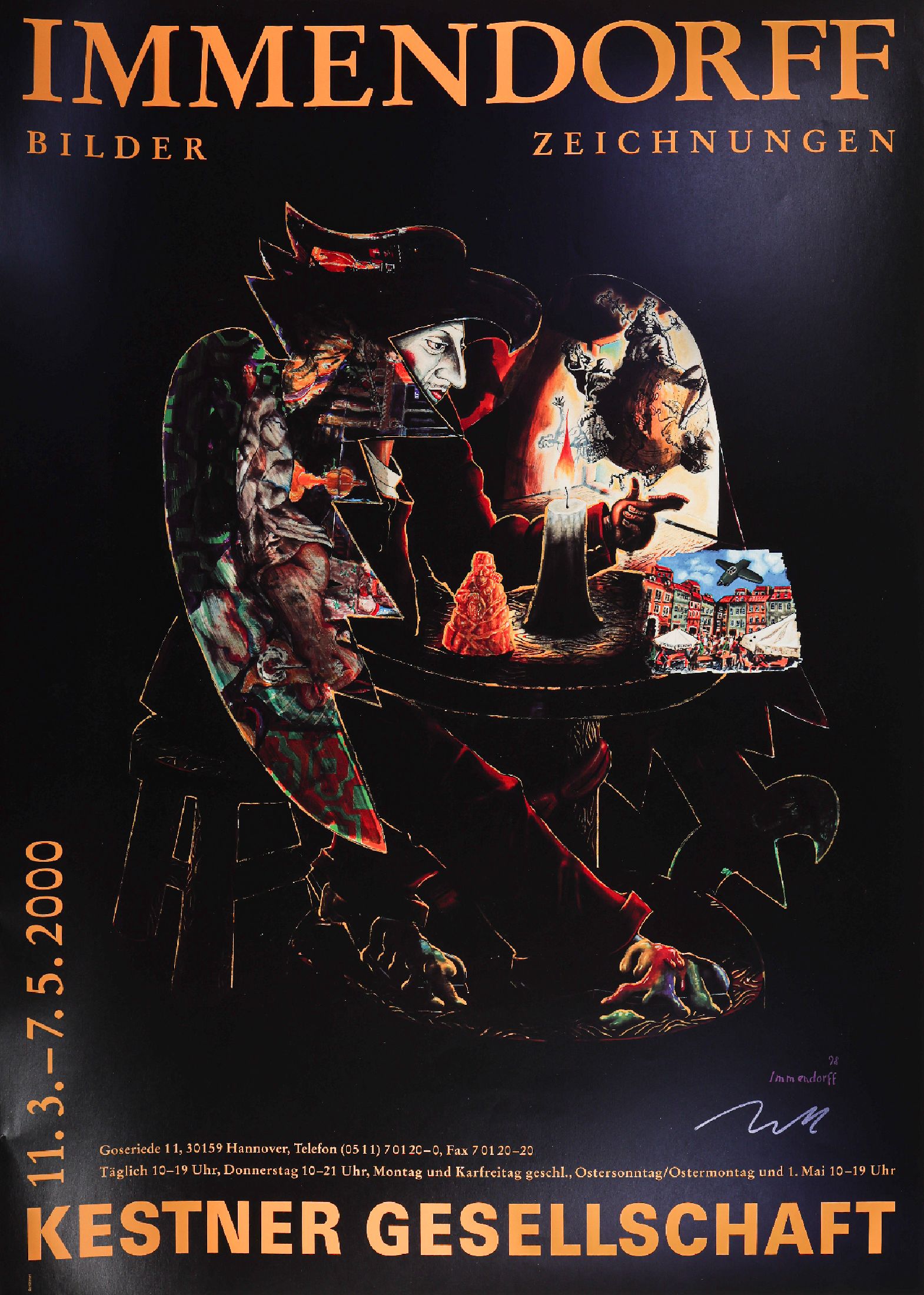 Jörg Immendorf, 1945 - 2007, Offsetlitho auf Papier, handsigniert, aus 2000, nur wenige handsignierte Exemplare, ca. 84x59,9 cm