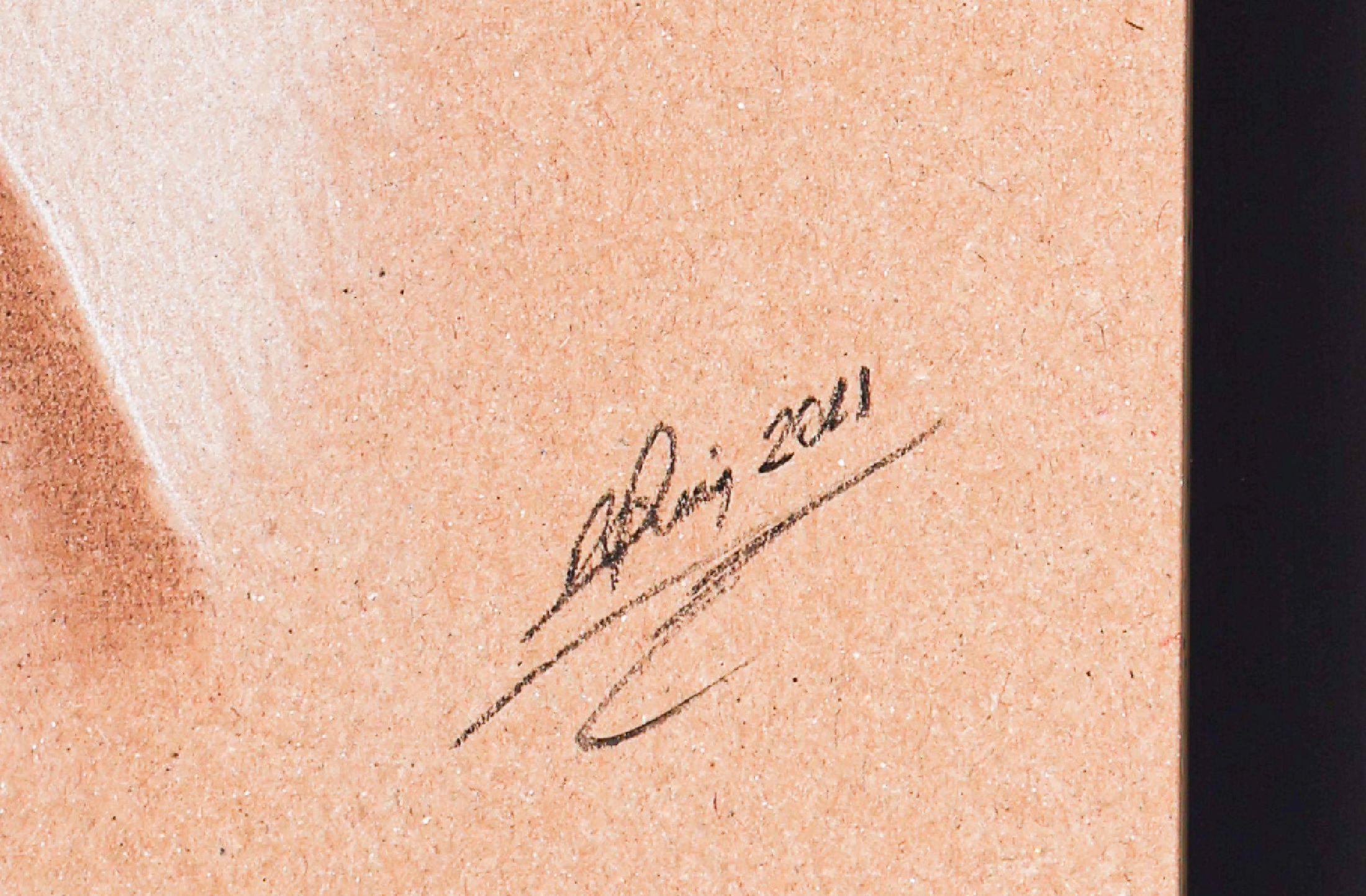 Detail a: Denis Prenzel, geb. 1971, Pastellzeichnung auf dickem Papier, handsigniert, Akt, ,dat. 2021, Blattgr. 30 x 40 cm, unter Glas, Rahmen, Denis Prenzel ...