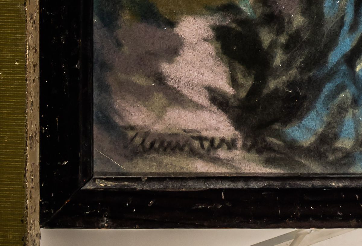 Detail a: Klaus Fisel, deutscher Maler des 20. Jh., Eifel, Landschaft mit Bachlauf, Pastell auf Papier, links unten signiert, ca. 60x50cm, R