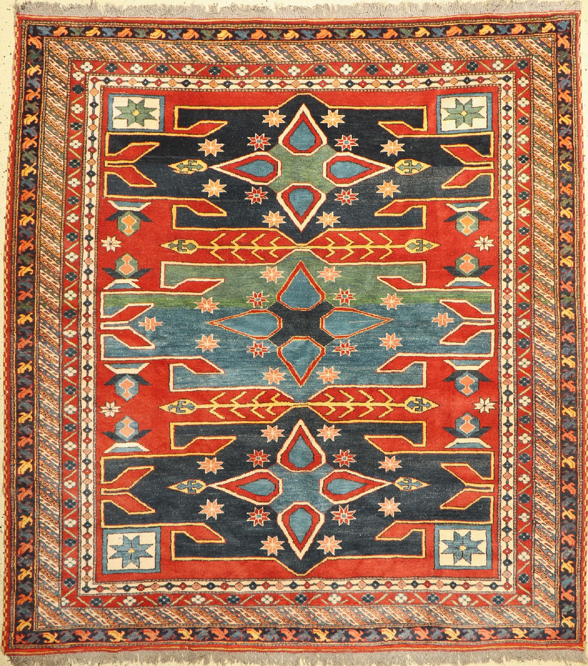 Kazak neugeknüpft, Pakistan, ca. 30 Jahre, Wolle auf Wolle, ca. 210 x 193 cm, EHZ: 1