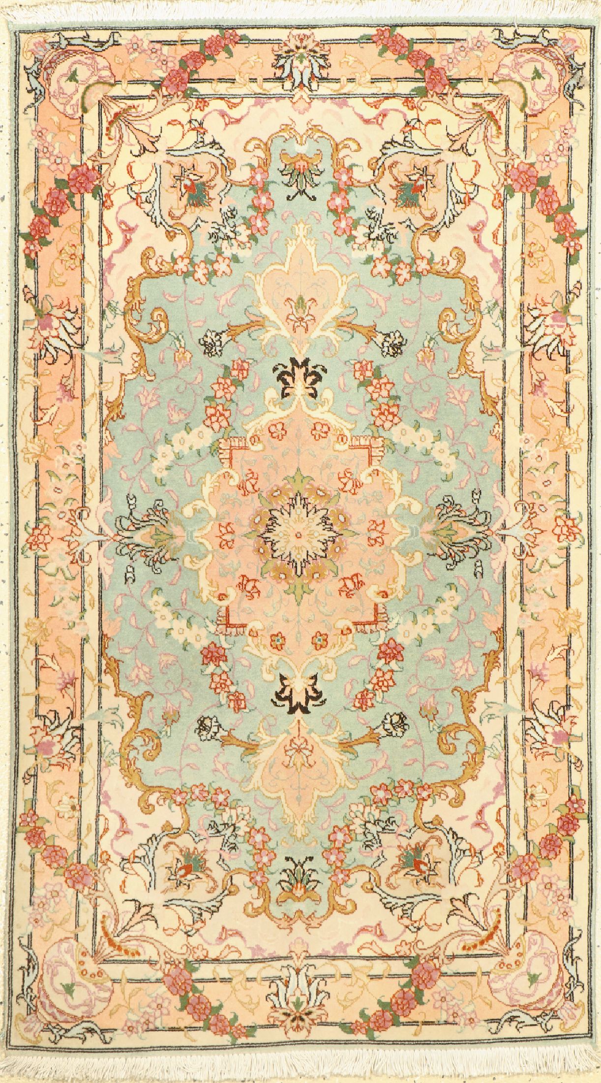 Täbriz fein(50 Raj), Persien, ca. 50 Jahre,Korkwolle mit Seide, ca. 130 x 76 cm, EHZ: 1-2