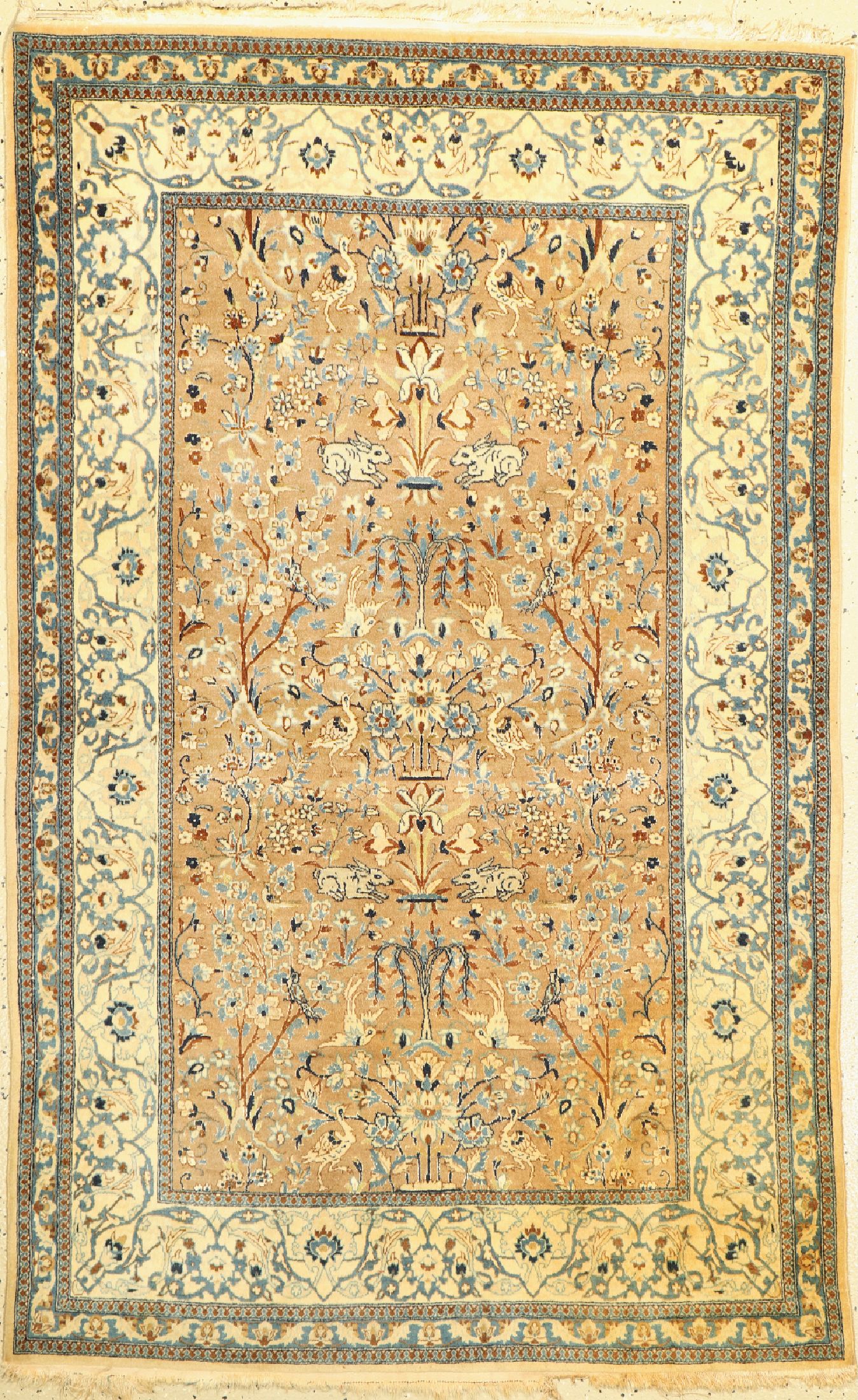 Nain fein(6 La), Persien, ca. 50 Jahre, Korkwolle mit Seide, ca. 165 x 104 cm, EHZ: 2(Wasserschaden)