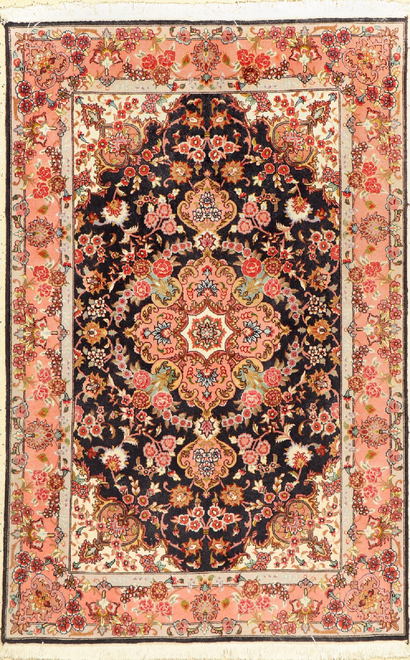 Täbriz fein(50 Raj), Persien, ca. 50 Jahre,Korkwolle mit Seide, ca. 152 x 100 cm, EHZ: 1-2