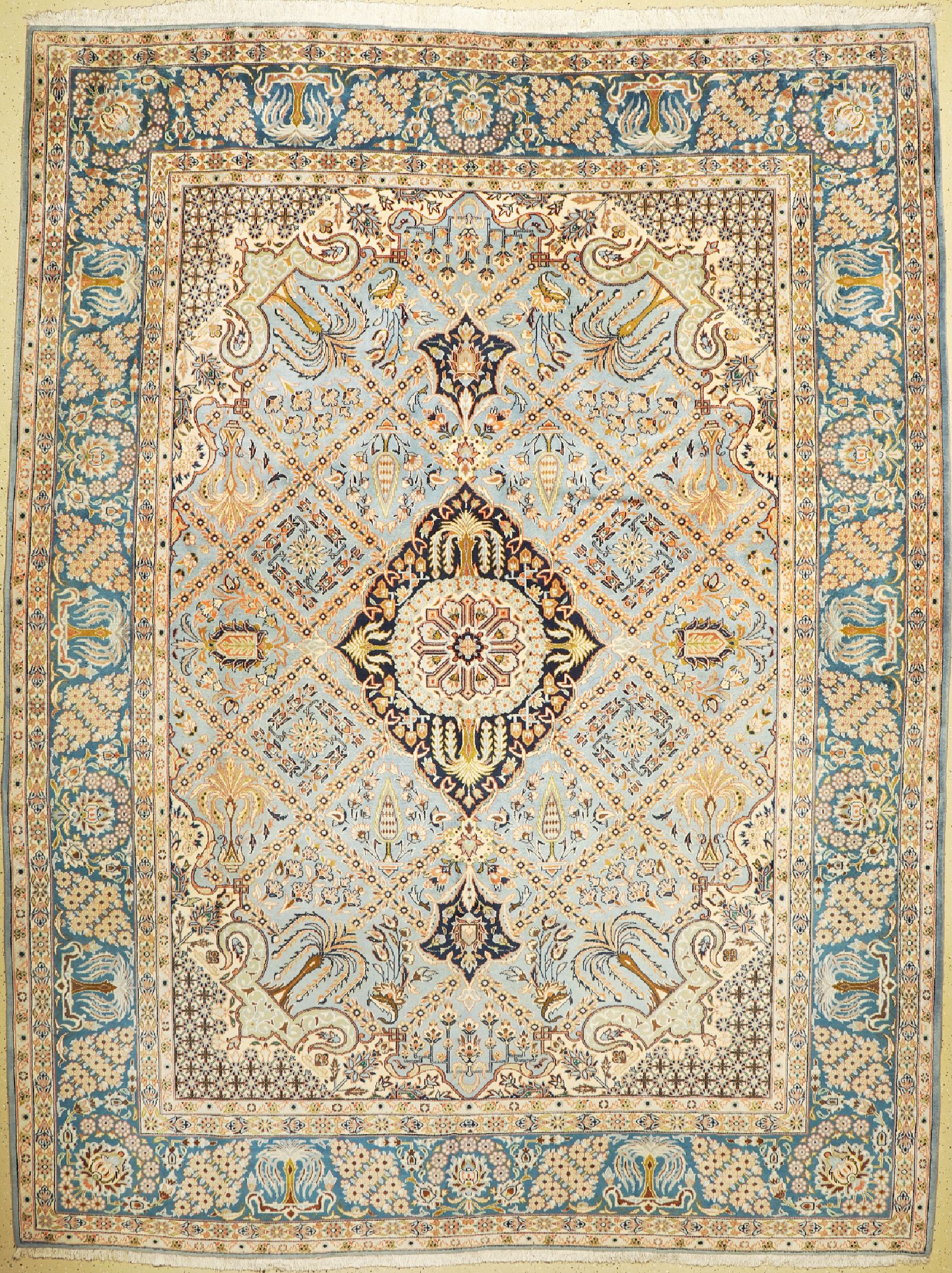 Yazd, Persien, ca. 50 Jahre, Wolle auf Baumwolle, ca. 402 x 309 cm, EHZ: 1-2