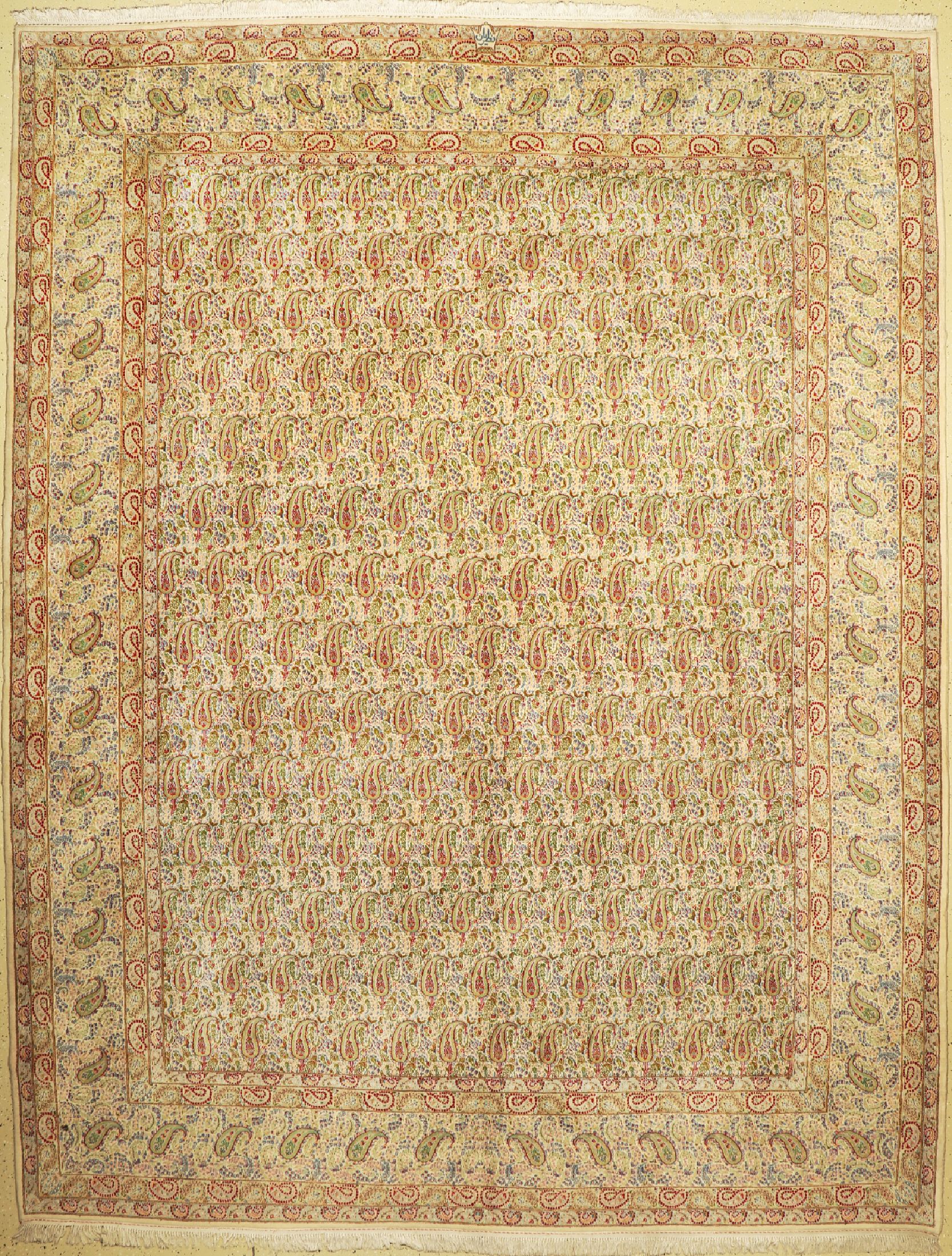 Kerman fein alt, Persien, signiert(Nazirian), um 1950, Wolle auf Baumwolle, ca. 400 x 307 cm, EHZ: 1-2