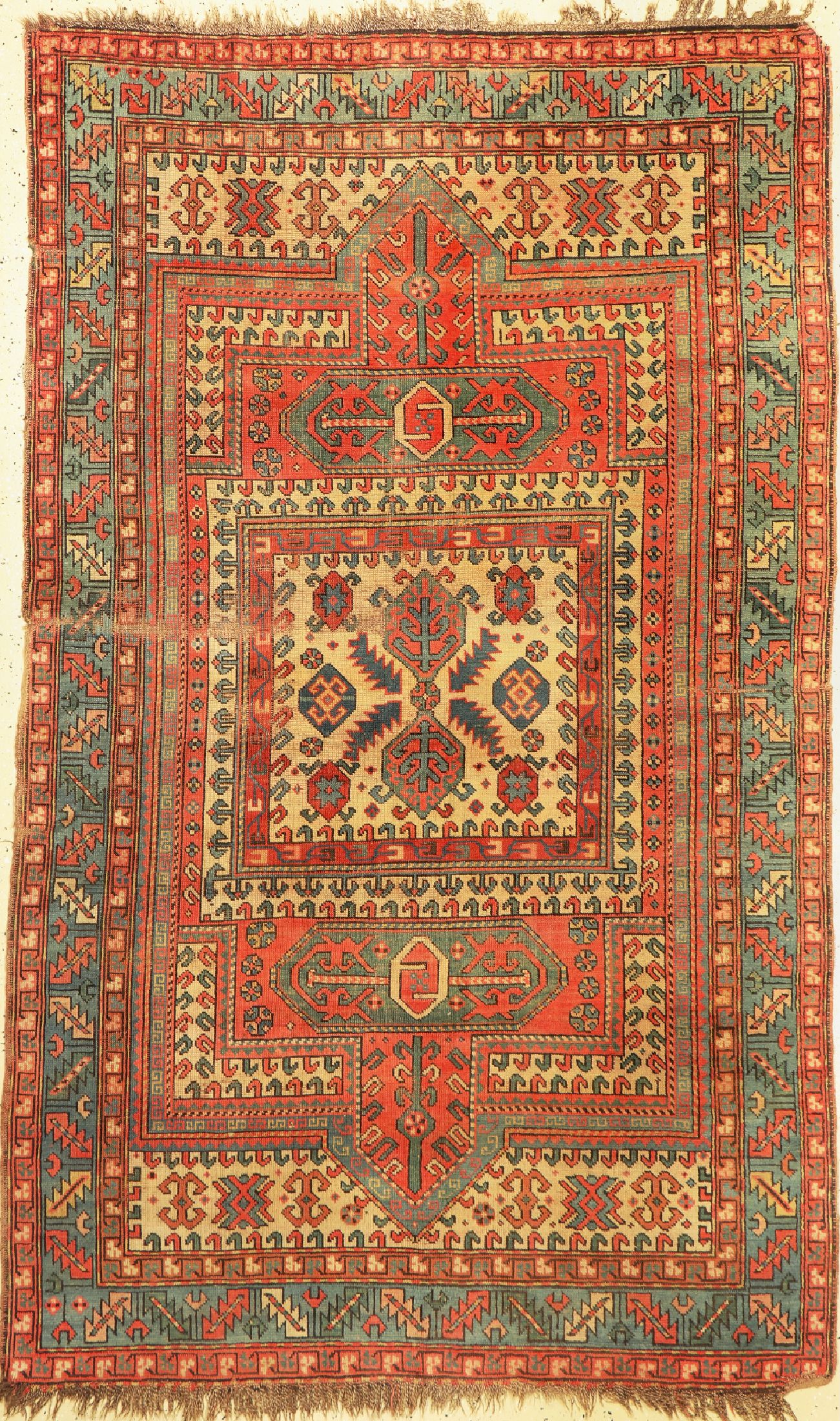 Antiker Fachalo Kazak, Kaukasus, 19.Jhd, Wolle auf Wolle, ca. 240 x 145 cm, EHZ: 3-4
