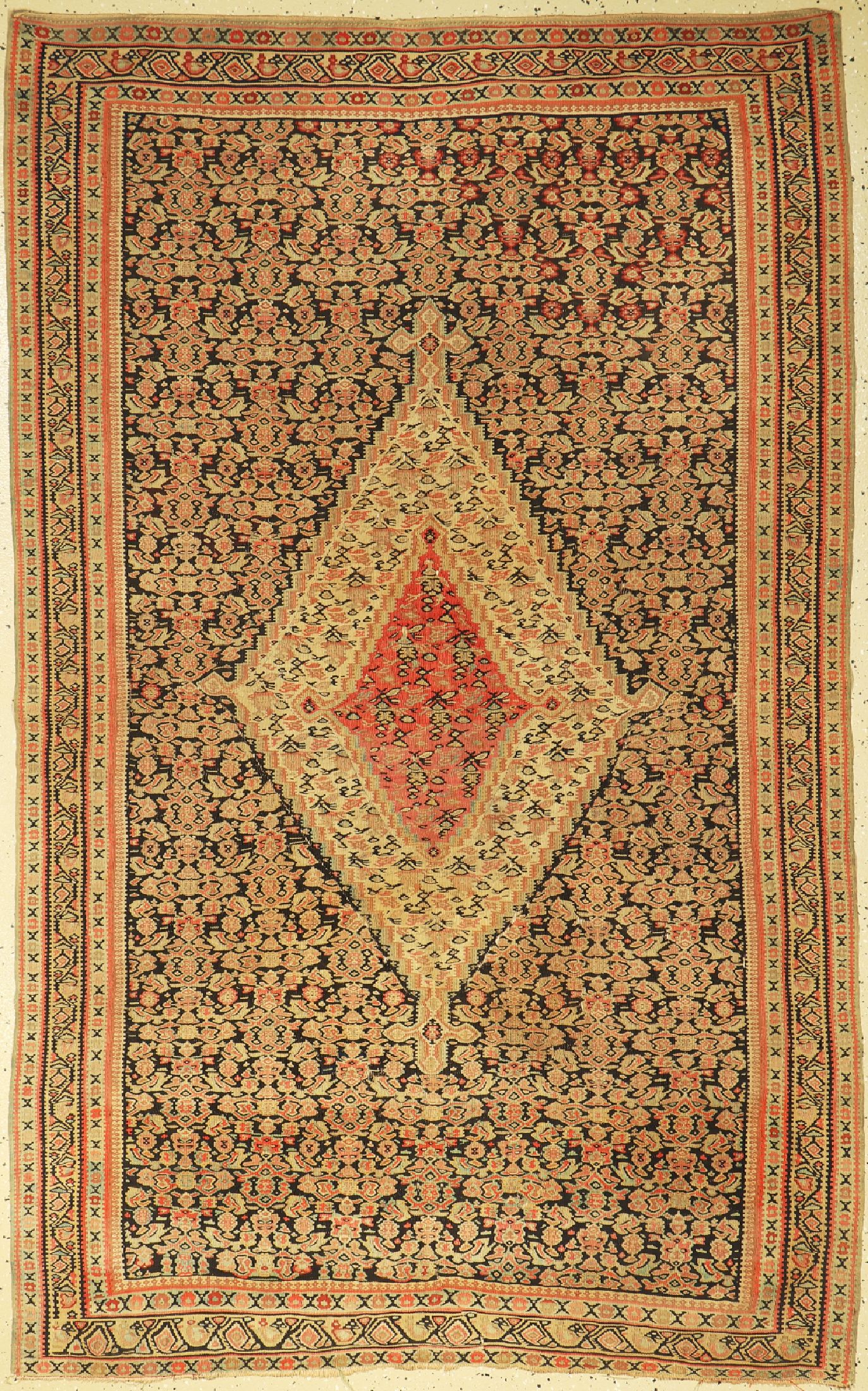 Senneh Kelim antik, Persien, um 1900, Wolleauf Wolle, ca. 204 x 130 cm, EHZ: 2-3