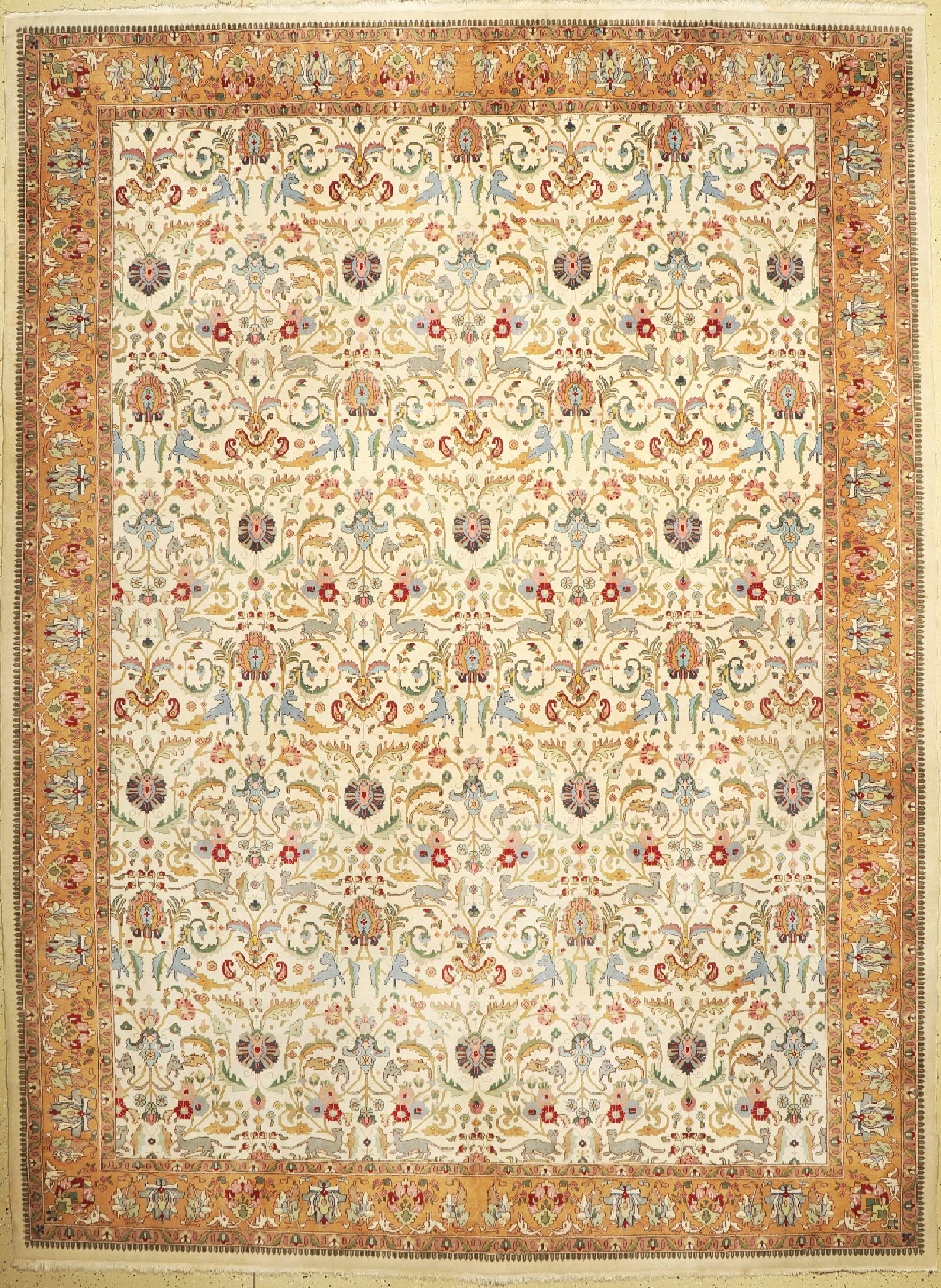 Täbriz fein, Indien, ca. 50 Jahre, Wolle auf Baumwolle, ca. 370 x 275 cm, EHZ: 3
