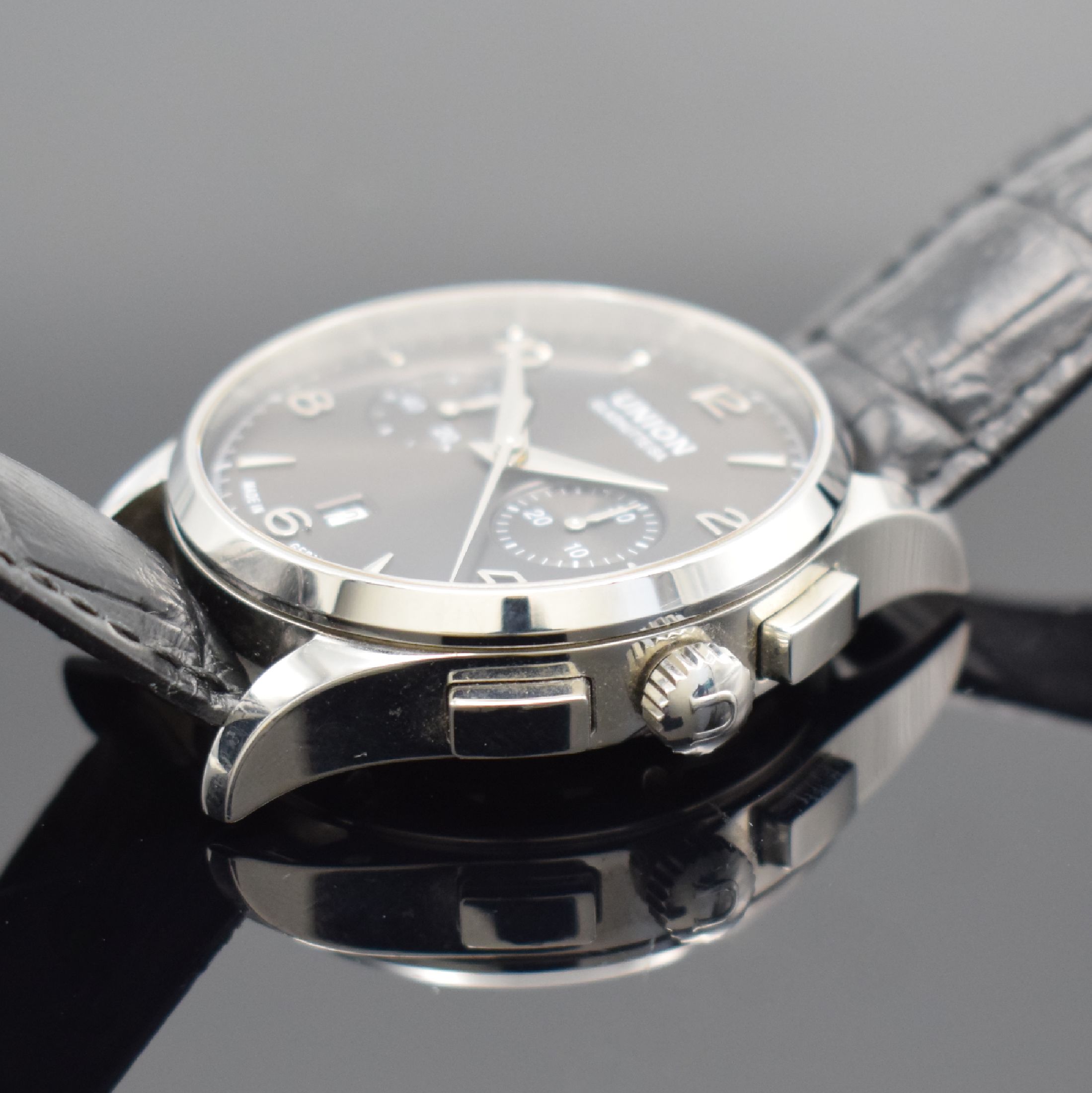 Detail c: UNION GLASHÜTTE Herrenarmbanduhr Serie Noramis Referenz D005.427.16.057.00, Automatik, beids. vergl. Edelstahlgeh. inkl. orig. Lederband m. orig. ...