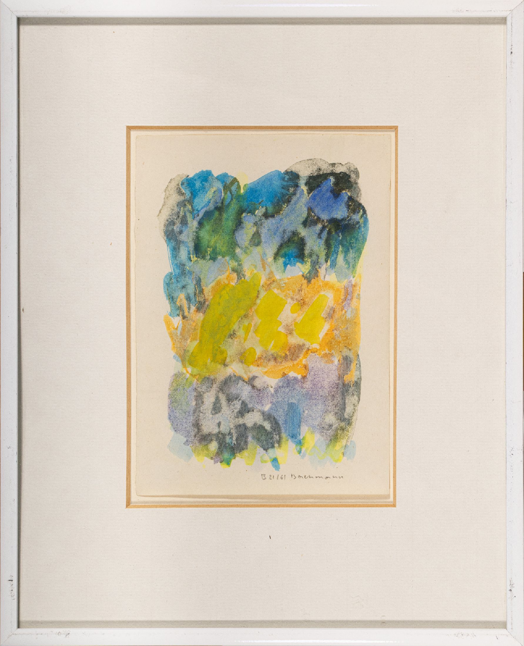 Hermann Bachmann, 1922 Halle -Karlsruhe 1995, 3 Werke in Mischtechnik, abstrakte Landschaften, zweimal Aquarell: bez OK 19/161 bzw. B 21/61 und eine ...