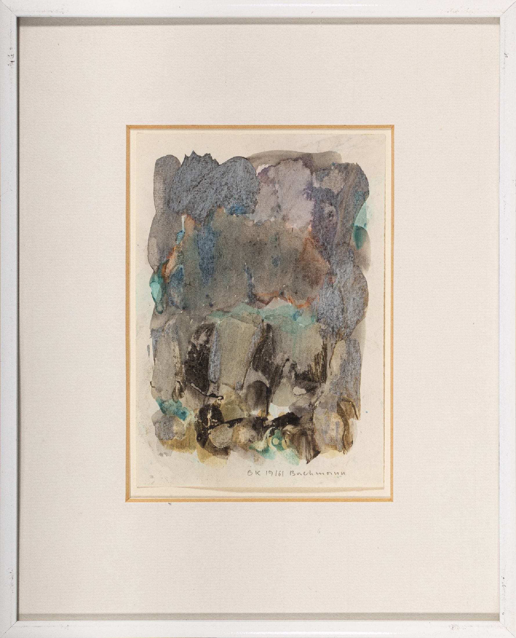 Detail b: Hermann Bachmann, 1922 Halle -Karlsruhe 1995, 3 Werke in Mischtechnik, abstrakte Landschaften, zweimal Aquarell: bez OK 19/161 bzw. B 21/61 und eine ...