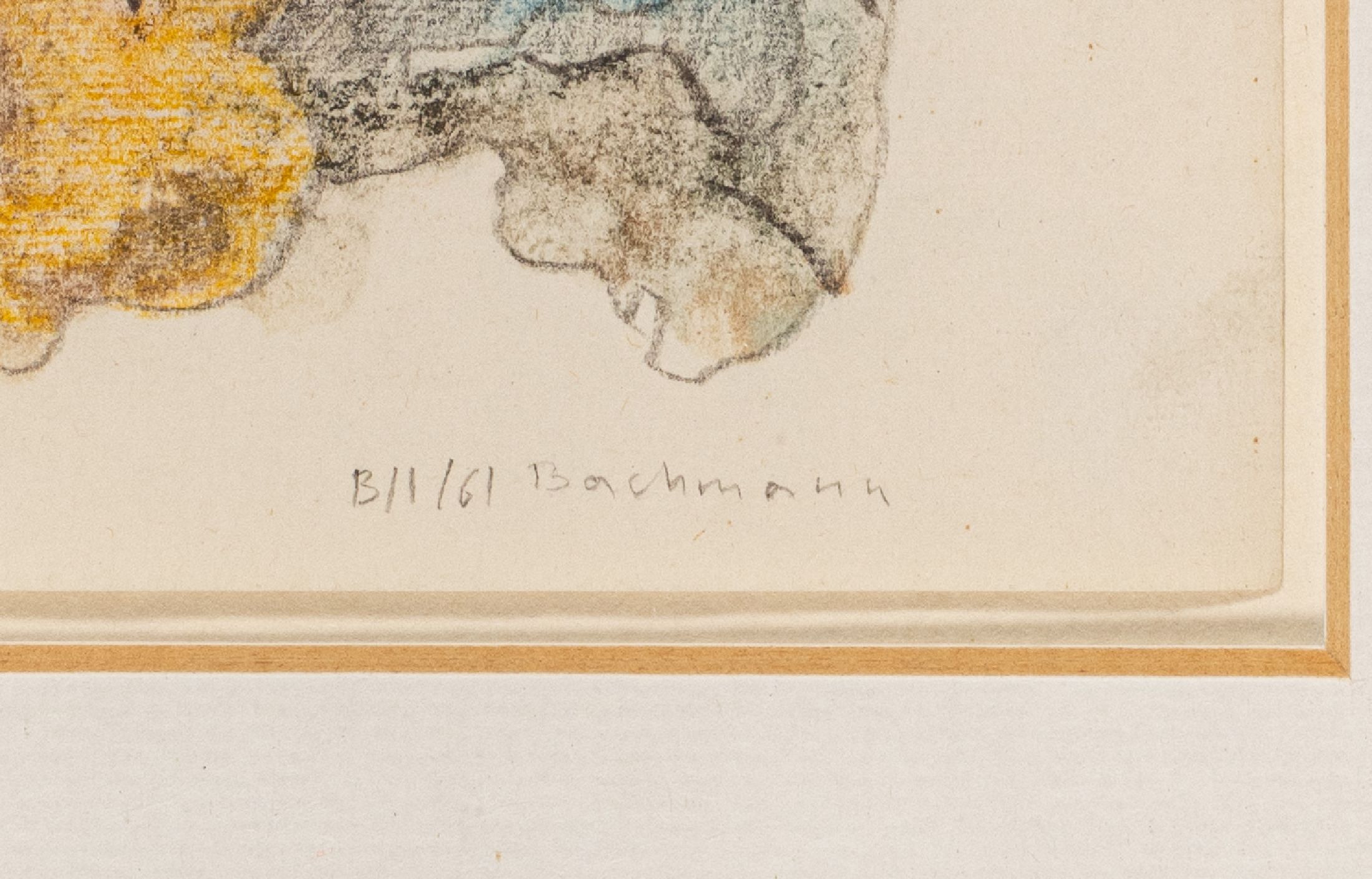 Detail e: Hermann Bachmann, 1922 Halle -Karlsruhe 1995, 3 Werke in Mischtechnik, abstrakte Landschaften, zweimal Aquarell: bez OK 19/161 bzw. B 21/61 und eine ...