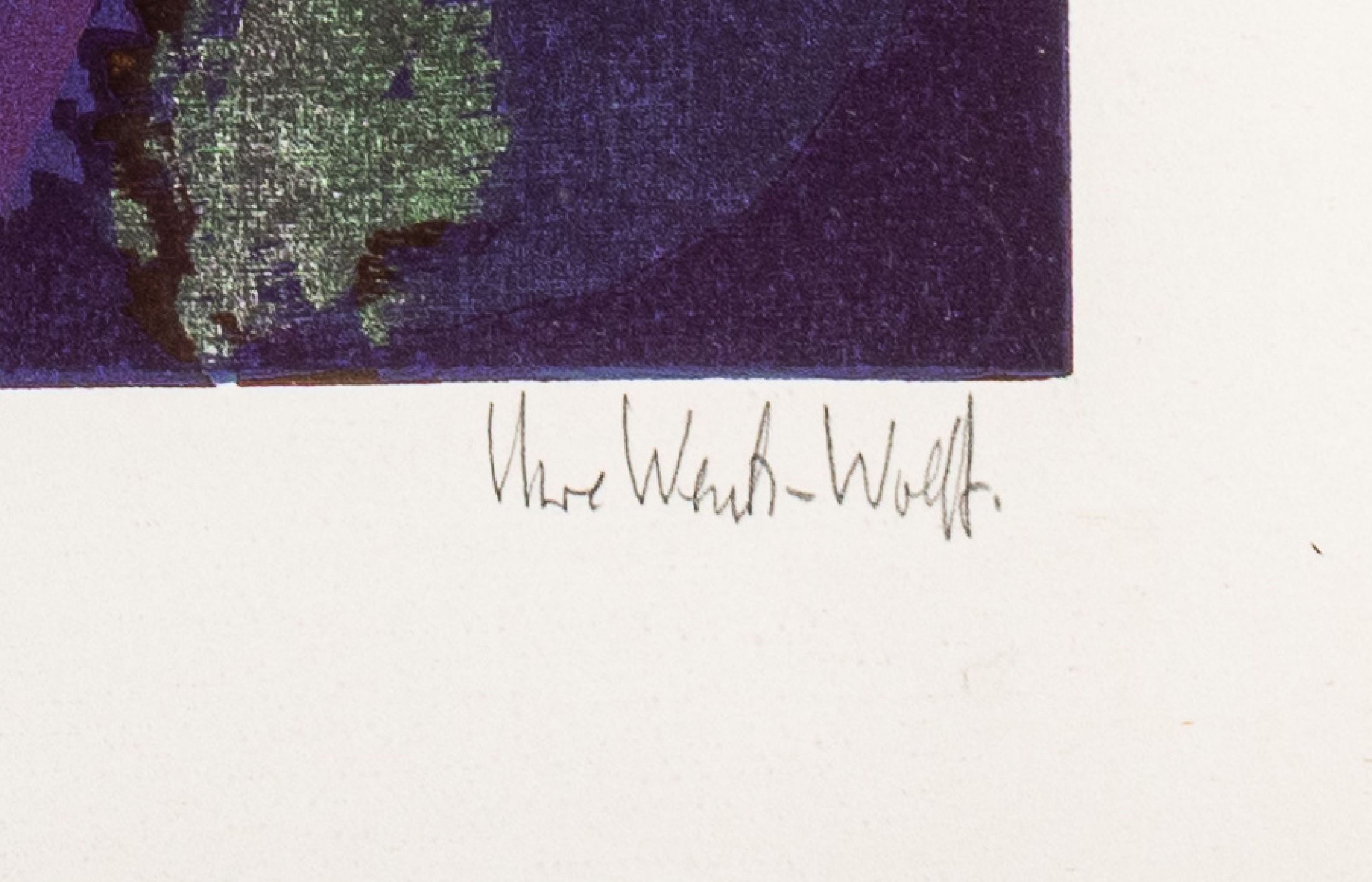 Detail a: Uwe Wenk-Wolff, geb. 1929 in Mannheim, Farbholzschnitt, "Arktisches Gebirge", betitelt und handsigniert, auf Annonay-Büttenpapier, ca. 52 ...
