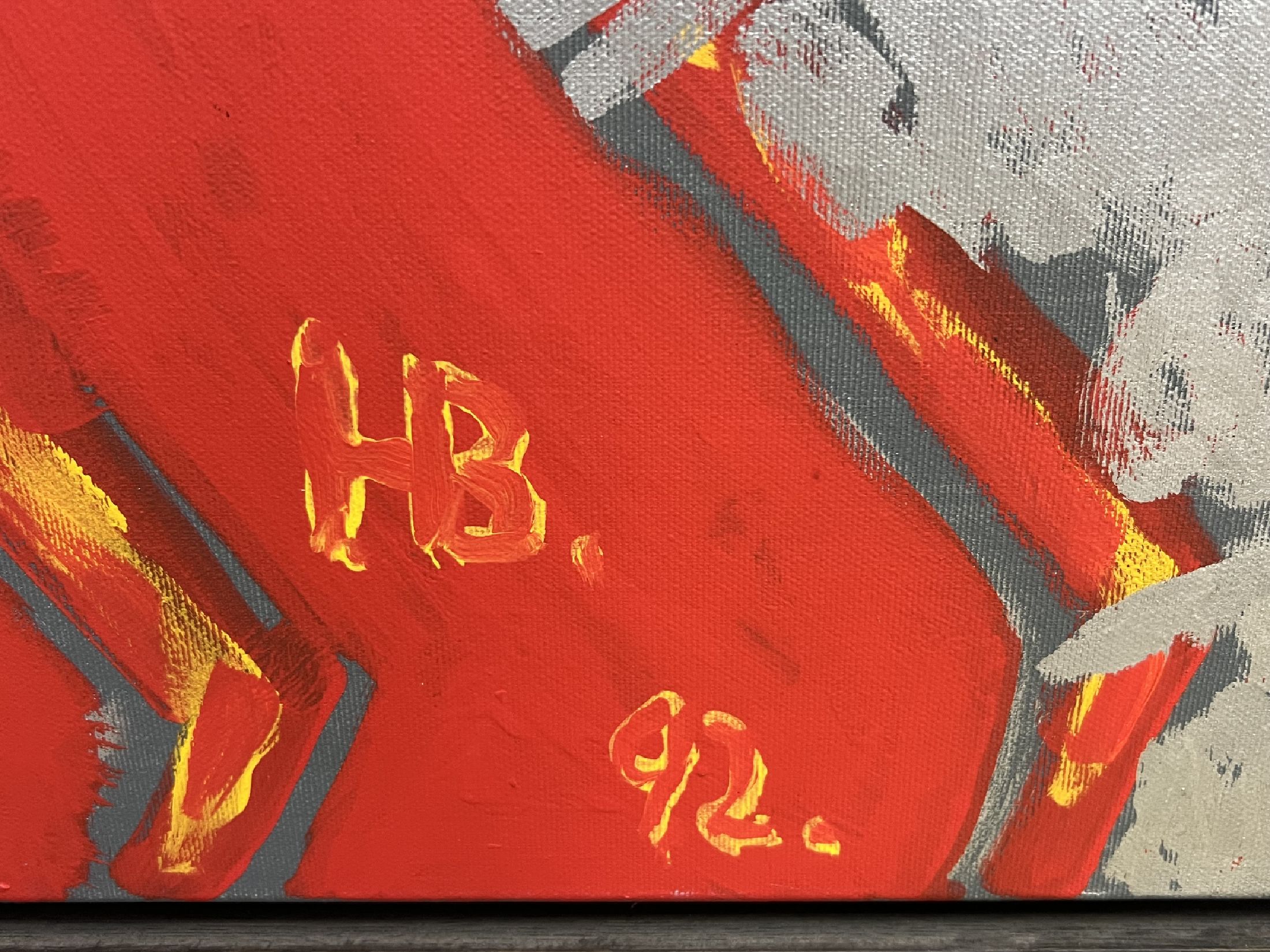 Detail a: Hermann Bachmann, 1922 Halle/Saale - 1995 Karlsruhe, "Rot-Reste", rückseitig so betitelt und auch bez. "Bachmann 92 Rot-Reste,90 x ...
