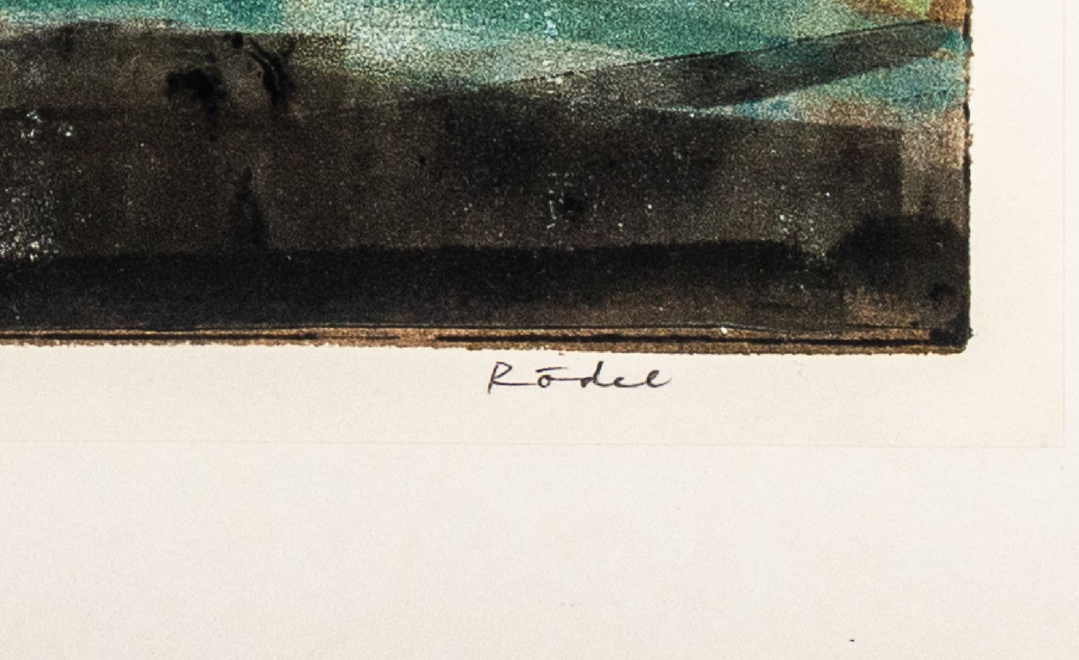 Detail a: Karl Rödel, 1907 Neu-Isenburg - 1982 Mannheim, Studium an der Akademie Leipzig, Lithographie, Gebirgslandschaft in Kühen, farbintesive Grafik, ...