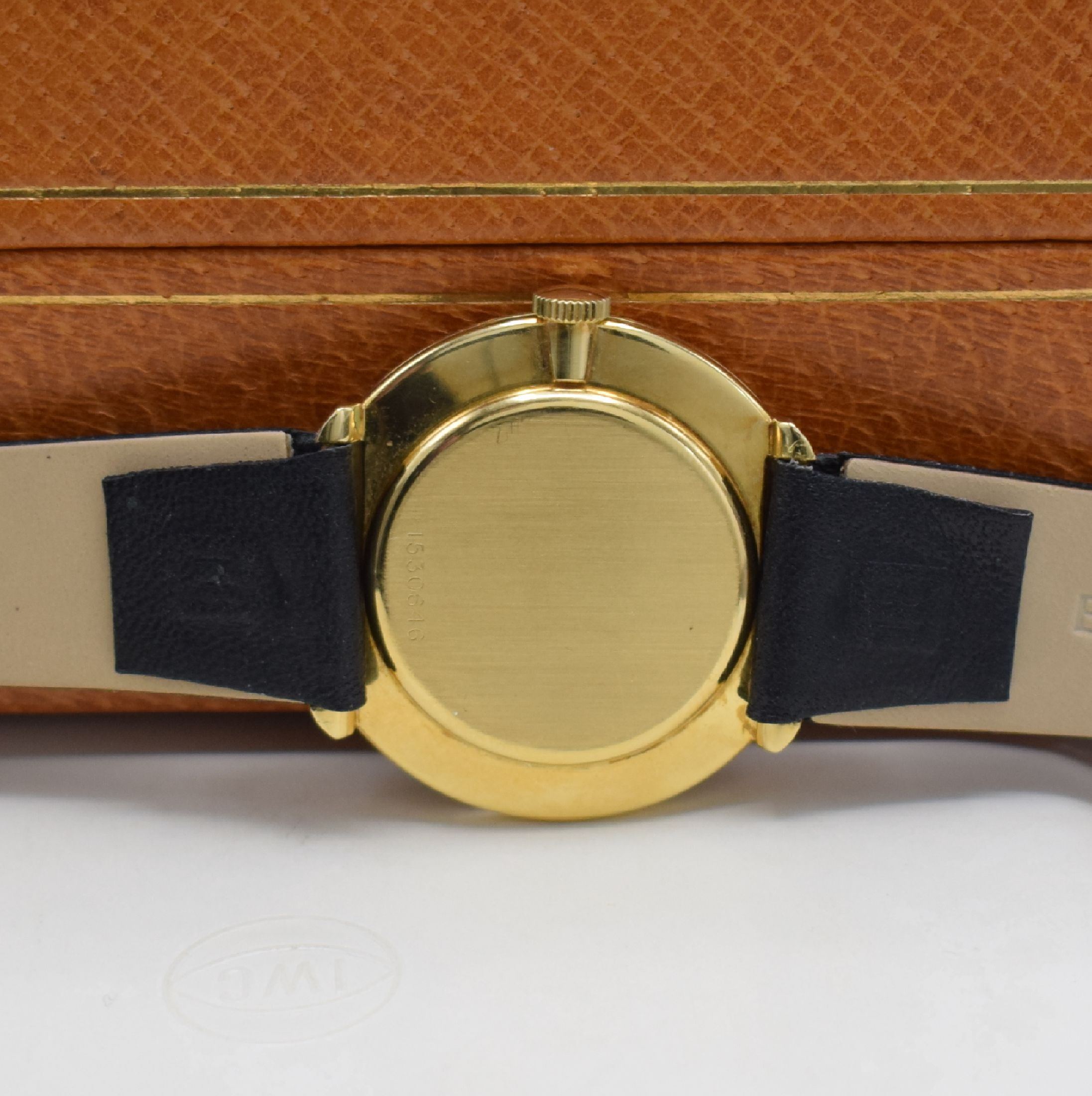 Detail b: IWC de Luxe seltene Herrenarmbanduhr mit original Box und Papieren in GG 750/000, Schweiz lt. orig. Papier verkauft am 24 Dez. 1962, Handaufzug, ...