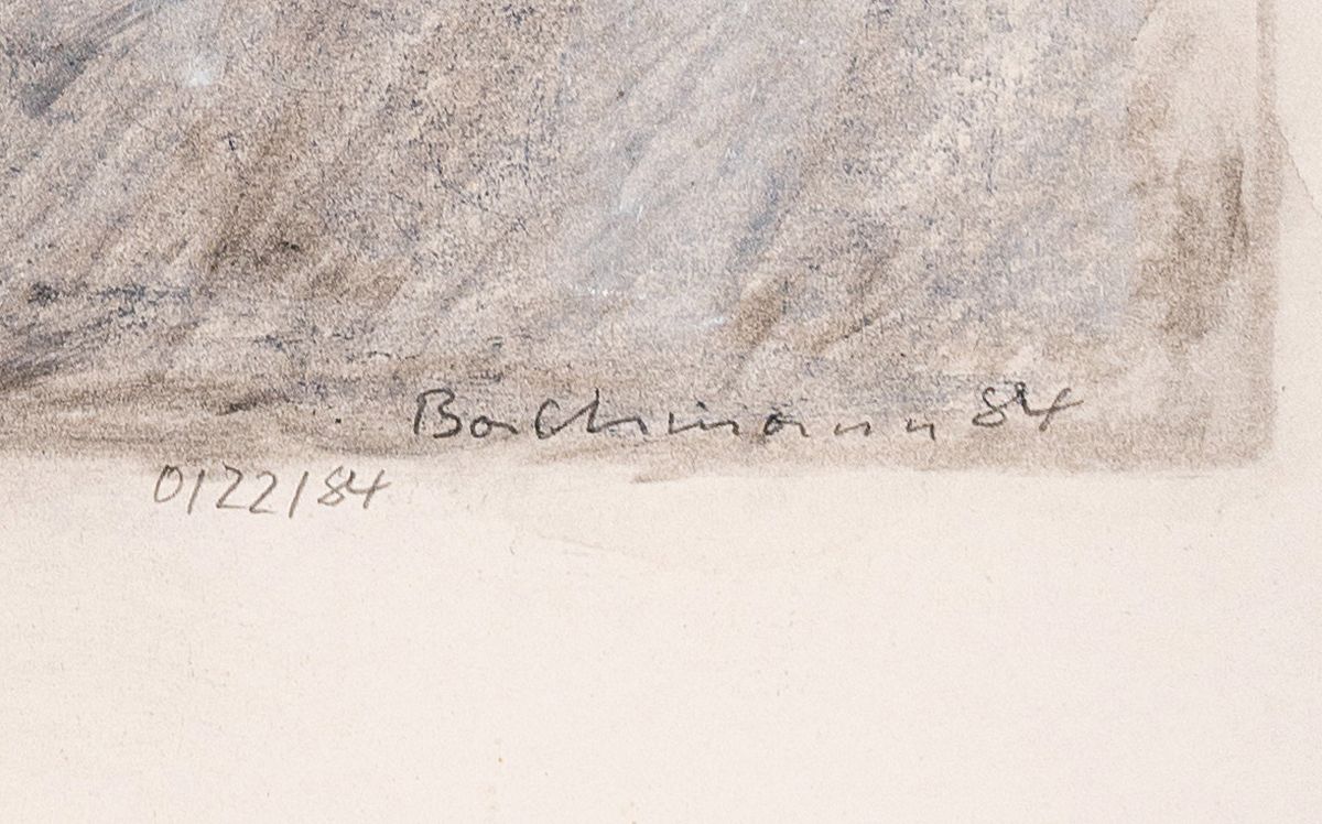 Detail a: Hermann Bachmann, 1922 Halle/Saale - 1995 Karlsruhe, Aquarell, figürliche Darstellung, bez. O/22/84, handsigniert, Abbildung ca. 35.5 x 27.5 cm, ...