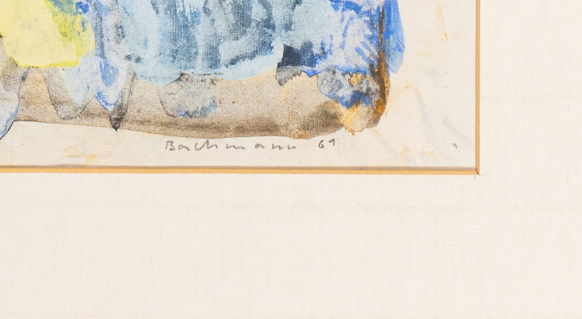 Detail a: Hermann Bachmann, 1922 Halle -Karlsruhe 1995, 5 Aquarelle, abstrakte Darstellungen, bez: OE/89/02 u. OO 97/62 u. O 30/62 u. X 17/ 61, einmal ohne ...