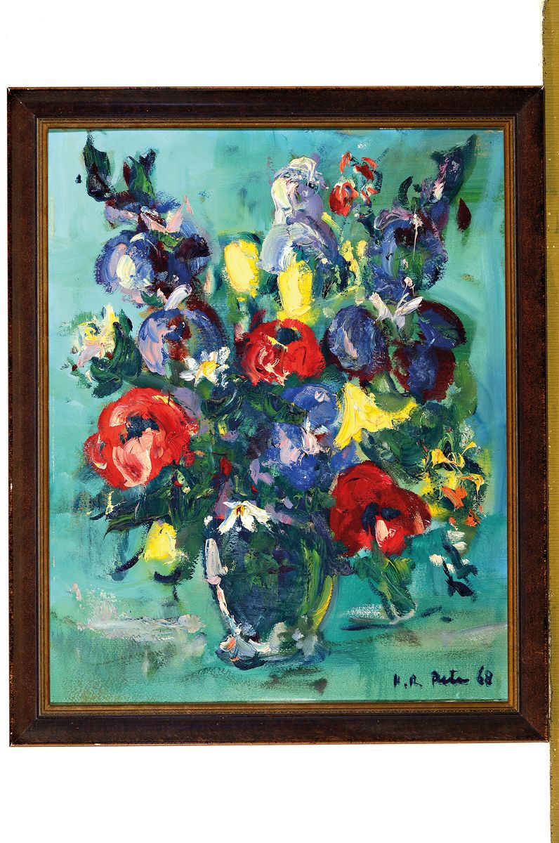 Detail k: Hans Rolf Peter, 1926-2020 Neustadt a.d. Weinstraße, Blumenstillleben, Öl/Malkarton, rechts unten signiert und dat. 68, ca. 50x40cm, R.ca. 55x45cm