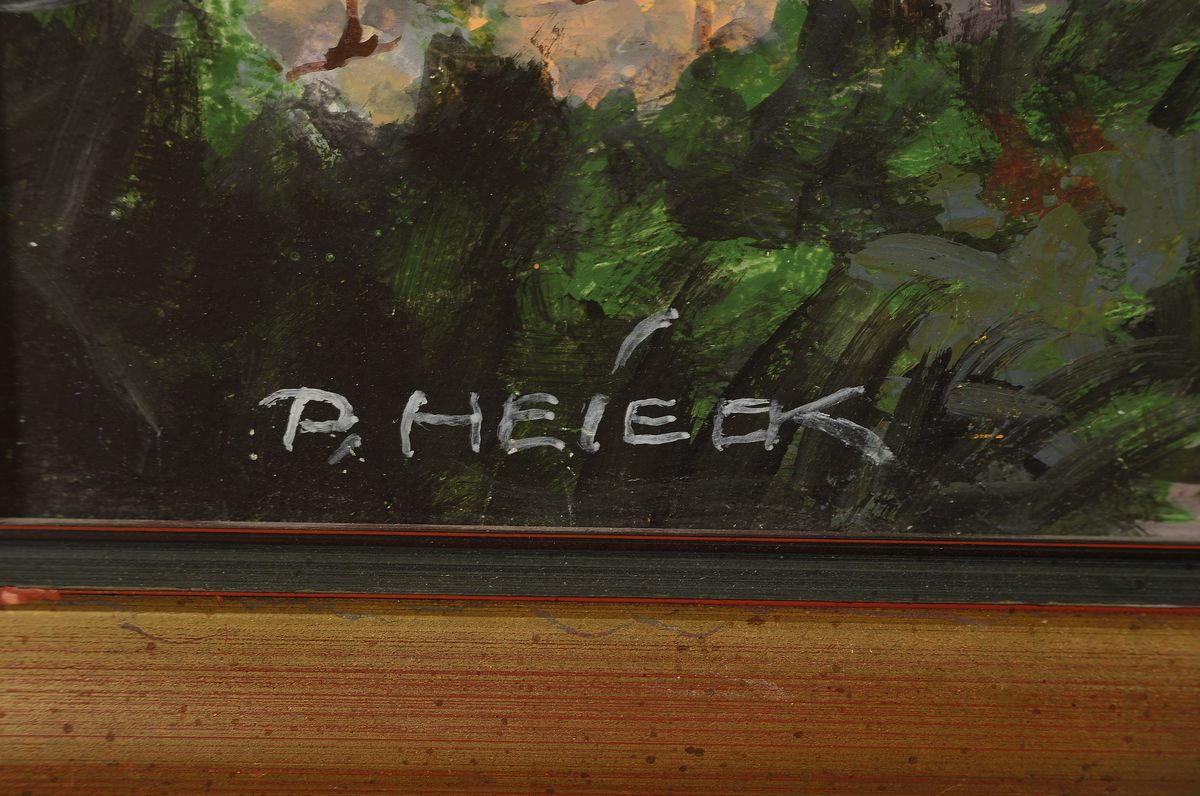 Detail a: Peter Heieck, geb. 1898 in Ludwigshafen am Rhein, Blick auf die Wachtenburg, Öl/ Hartfaser, links unten signiert, ca. 70x60cm, R. ca. 76x66cm