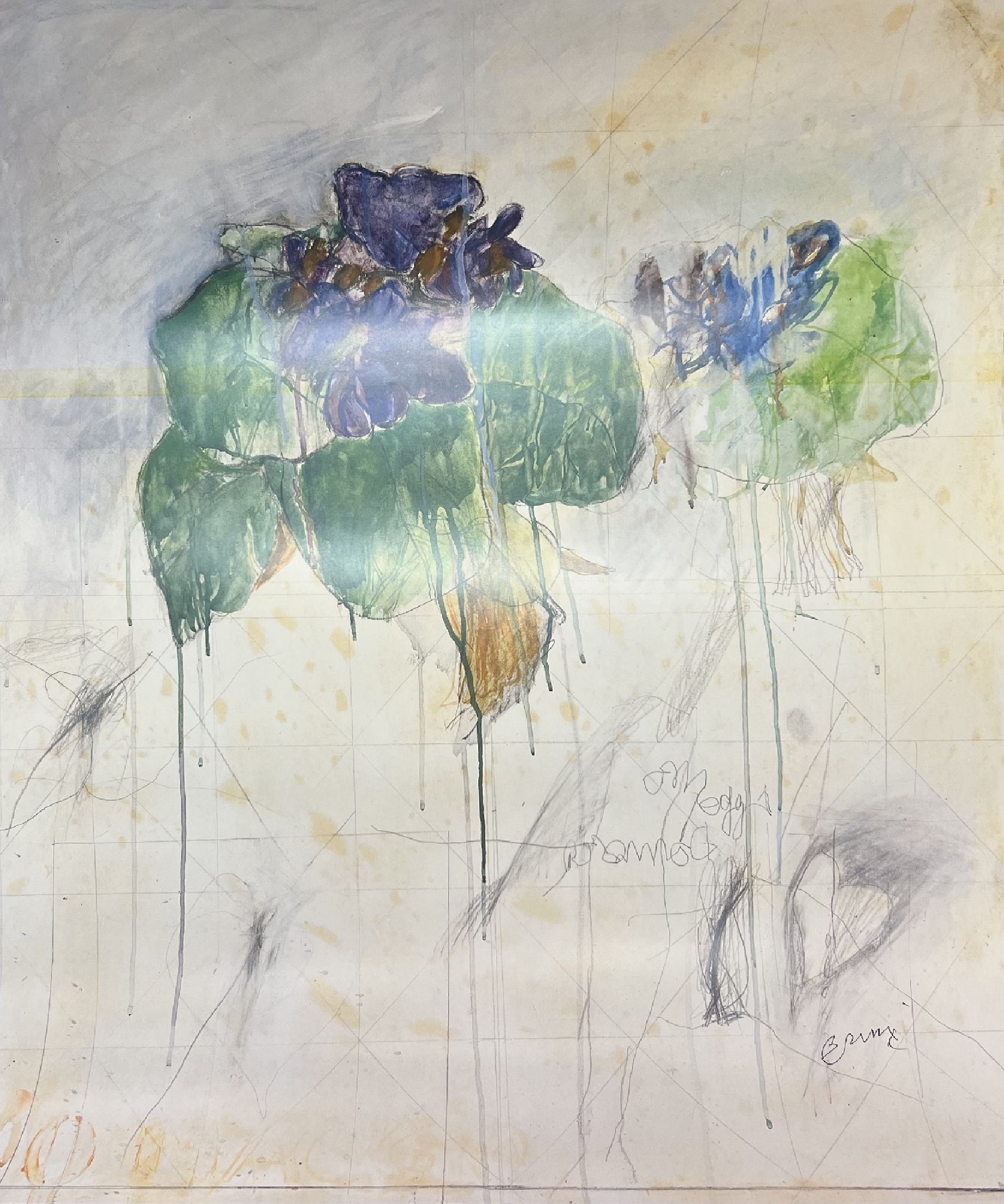 Bruno Bruni, geb. 1935 Gradara/Italien, Veilchen, Farboffset, handsigniert, ca. 90x80cm