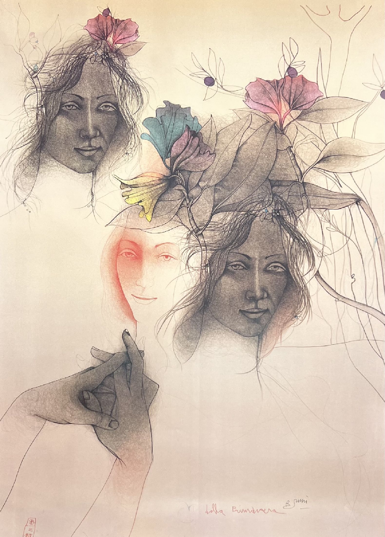 Bruno Bruni, geb. 1935 Gradara/Italien, dalla primavera, Farboffset, handsigniert, ca. 130x96cm