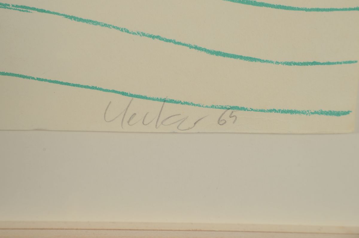 Detail l: Günther Uecker, geb. 1930, "Welle", Nagel Prägedruck mit Lithografie, Seltene frühe Arbeit, sign., dat. 1965, und num.19/75, unter Glas ...