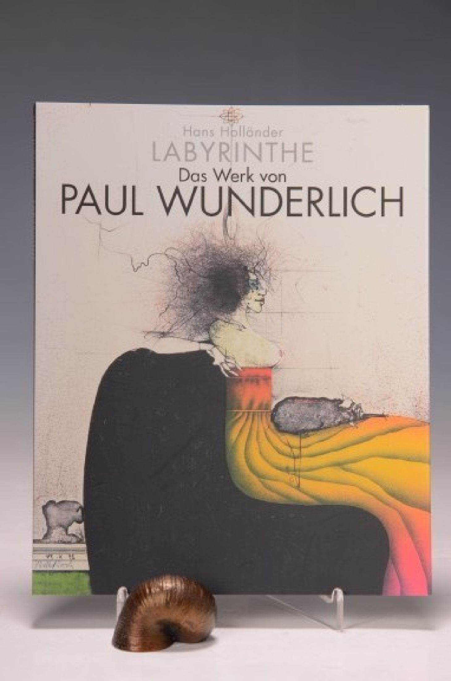 Paul Wunderlich, 1927-2010, Skulptur Schnecke, sign., ca. 5x9cm, dazu BuchLabyrinthe, das Werk Wunderlich