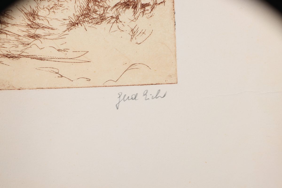 Detail a: Gerd Eich, 1951 Püttlingen-1995 Kirkel, 3 Radierungen: Baumgruppe, bez.: e.a., handsign., ca. 30x22cm, u.Gl., R. ca. 52x41cm, 2x Blumenstillleben, ...