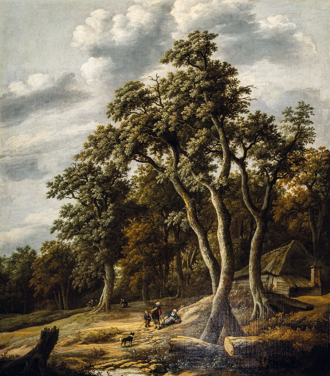 Cornelis Gerritsz. Decker (um 1620-1678 Haarlem) & Adriaen van Ostade (1610-1685 Haarlem), Rast am Saum eines Eichenwaldes, gesteigertes Interesse an ...