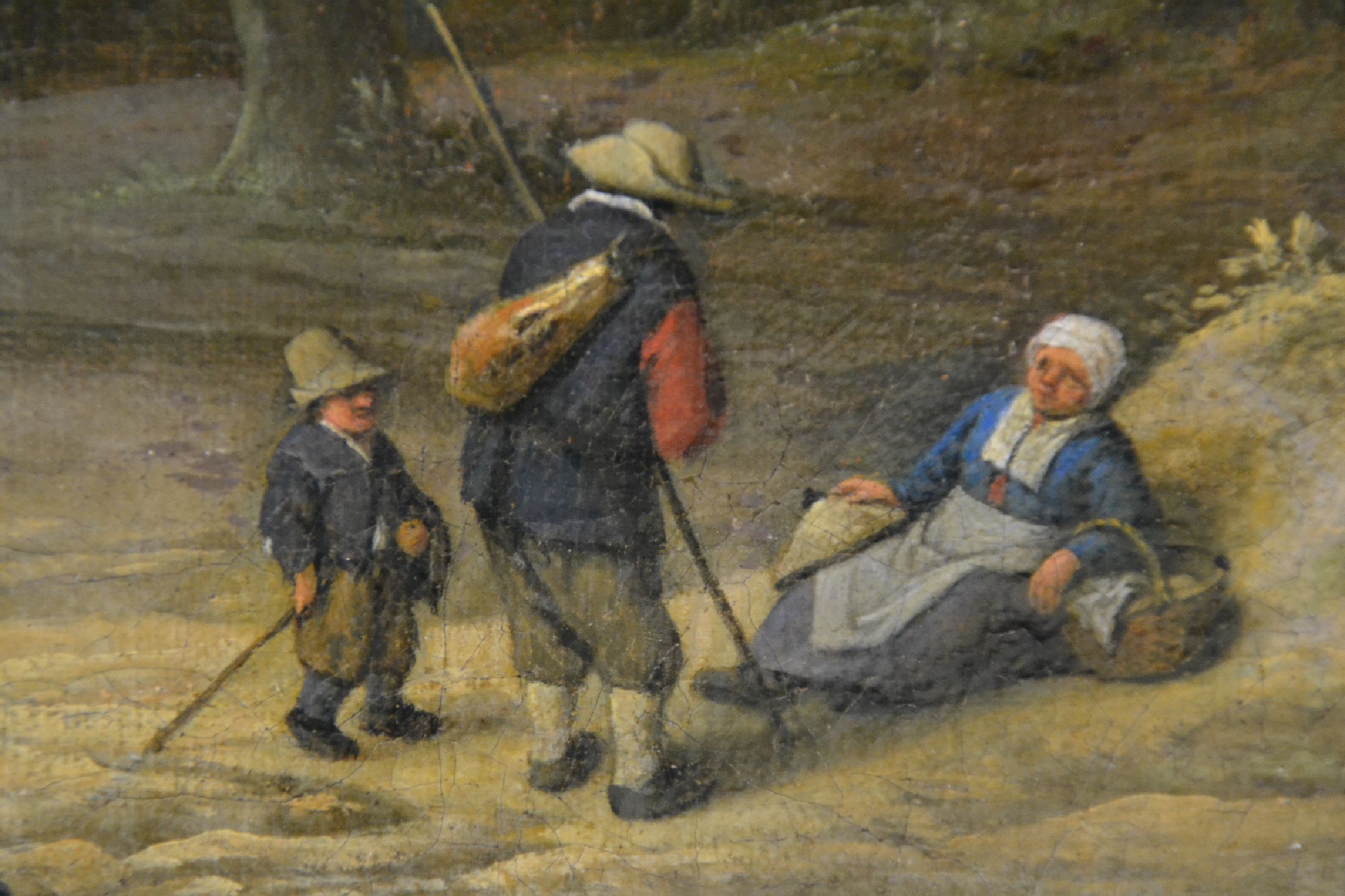 Detail c: Cornelis Gerritsz. Decker (um 1620-1678 Haarlem) & Adriaen van Ostade (1610-1685 Haarlem), Rast am Saum eines Eichenwaldes, gesteigertes Interesse an ...